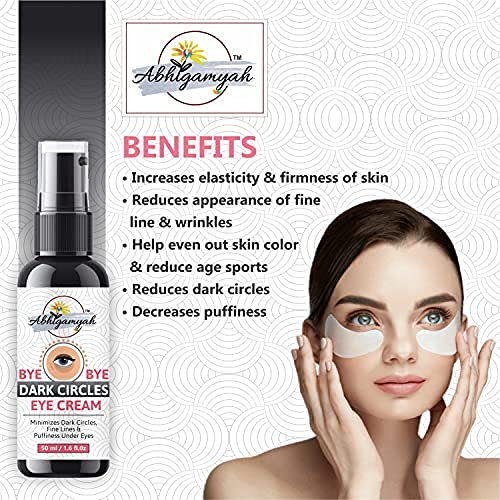 ABHIGAMYAH Under Eye Cream for Dark Circles & Wrinkles - Caffeine, Almond Milk, Vitamin C&E, Hyaluronic Acid, Retinol Enriched - 50ml (2 Pack) - Brighten & Hydrate for Dark Circles, Puffiness & Fine Lines - Perfect for Night & Day Use, Travel-Friendly Skincare Essential