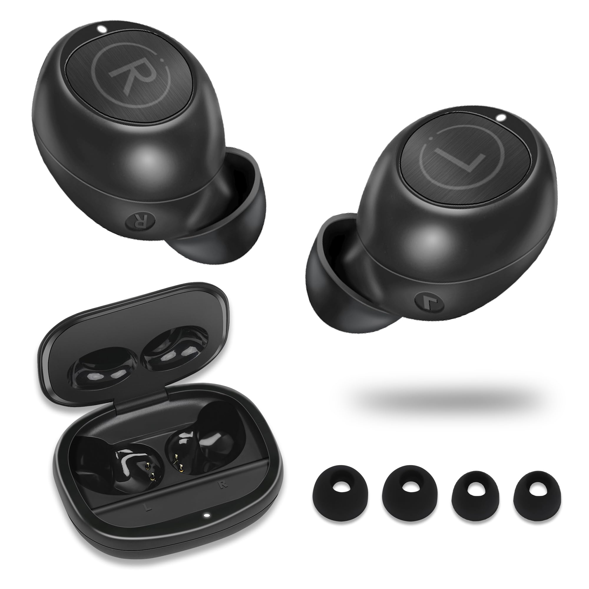 Mini Wireless Earbuds with Auto Pairing - Lightweight Bluetooth Headphones with Built-in Mic, IPX4 Waterproof for Sports & Workouts - Premium Sound with Charging Case (Black) - Perfect for Running, Gym & Commuting