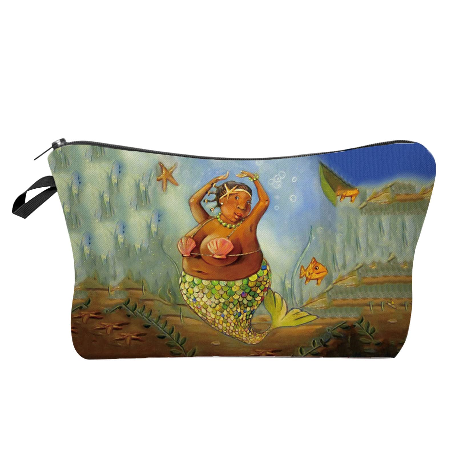 Collectsound Makeup Bag Set of 2 - Large Capacity Anti-Scratch Cosmetic Bags with Hanging Holes & Cute Mermaid Print - Perfect for Travel, Vacation & Daily Toiletry Organization