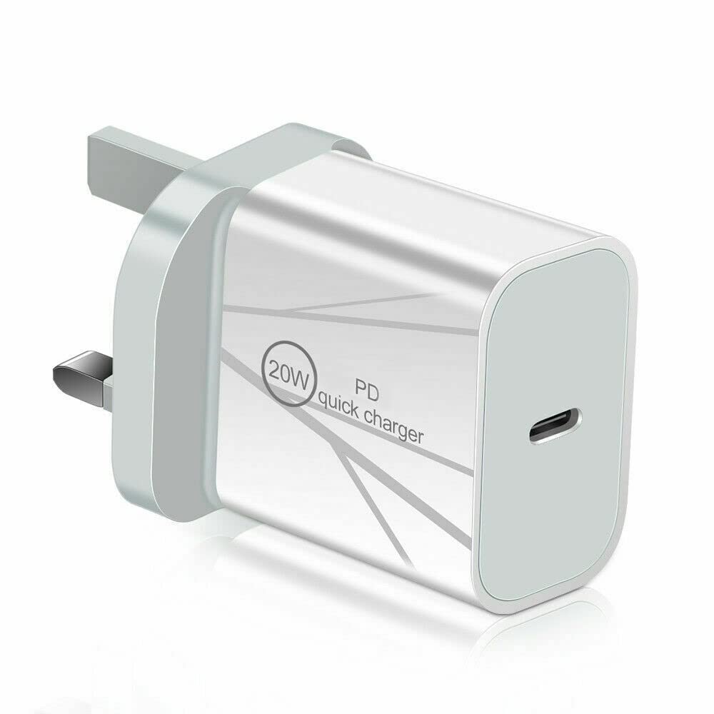 20W USB C Fast Charger & Cable for Samsung Galaxy A14 / A14 5G - UK 3 Pin Wall Adapter with 1M High Speed Charging Cable (White) - Perfect for Home, Office & Travel Charging
