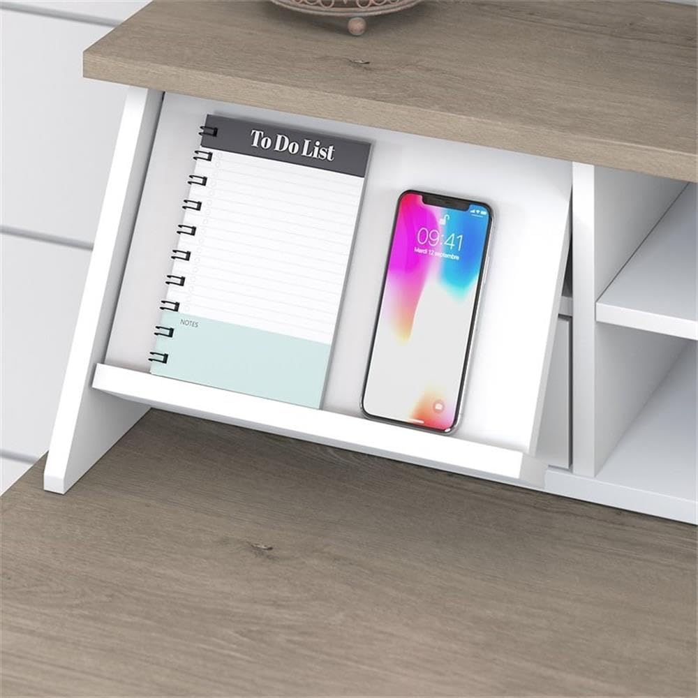 UrbanPro 60 Inch White L-Shaped Wooden Desk with Built-in Organizer & 6-Cube Bookcase - Perfect for Home Office, Gaming Setup & Small Space Workstations