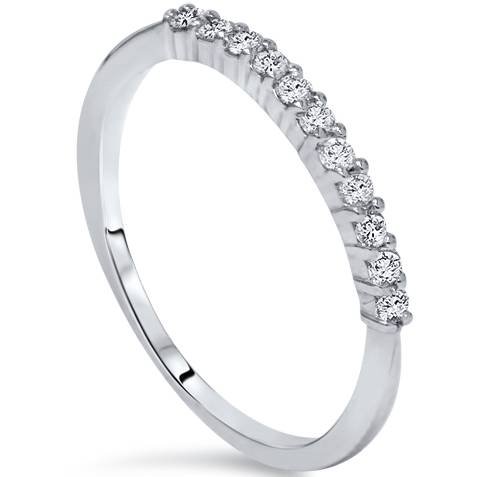 1/4 Carat 14K White Gold Diamond Wedding Stacker Guard Ring - Elegant Bridal Stacking Band for Engagement, Anniversary & Special Occasions