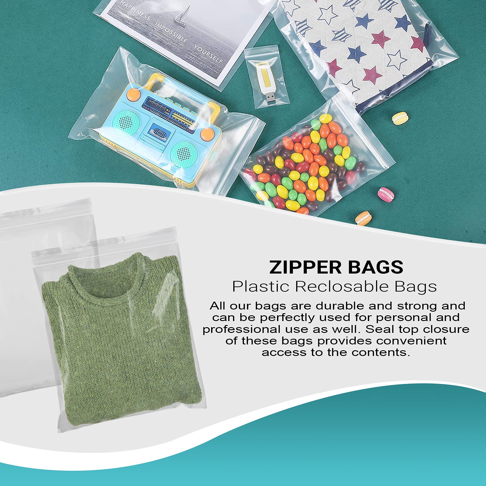 APQ 250 Pack 13x18 Clear Heavy Duty Zipper Bags - 6 Mil Thick Seal Top Polyethylene Storage Bags for Food Service, Industrial Use & Healthcare Needs | Perfect for Meal Prep, Organizing Supplies & Medical Equipment Storage