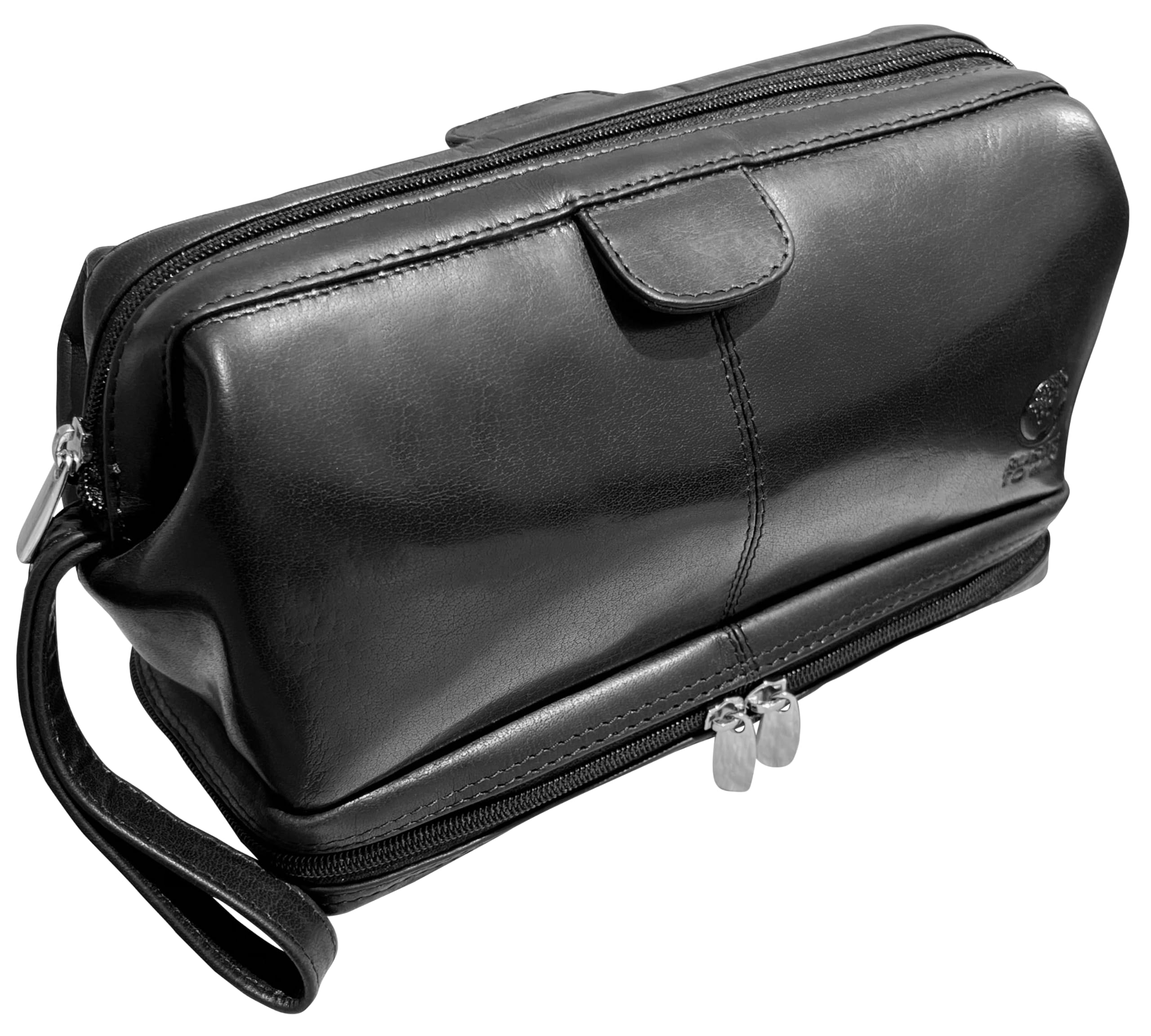 RUSTIC TOWN Genuine Leather Toiletry Bag for Men & Women - Waterproof Travel Shaving Dopp Kit, Cosmetic Makeup Organizer - Perfect for Bathroom, Shower, Gym & Vacation Essentials
