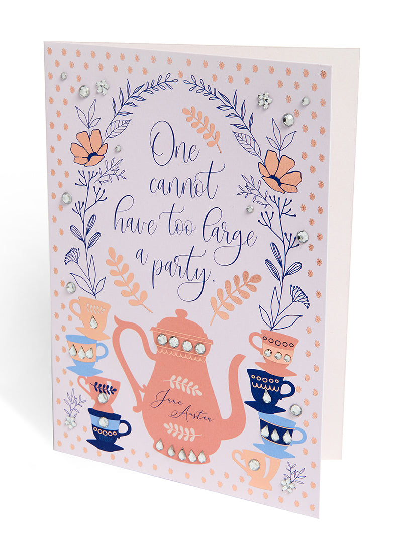 Jane Austen Tea Party Birthday Embellished Greeting Card - Perfect for Book Club Celebrations & Literary Themed Events