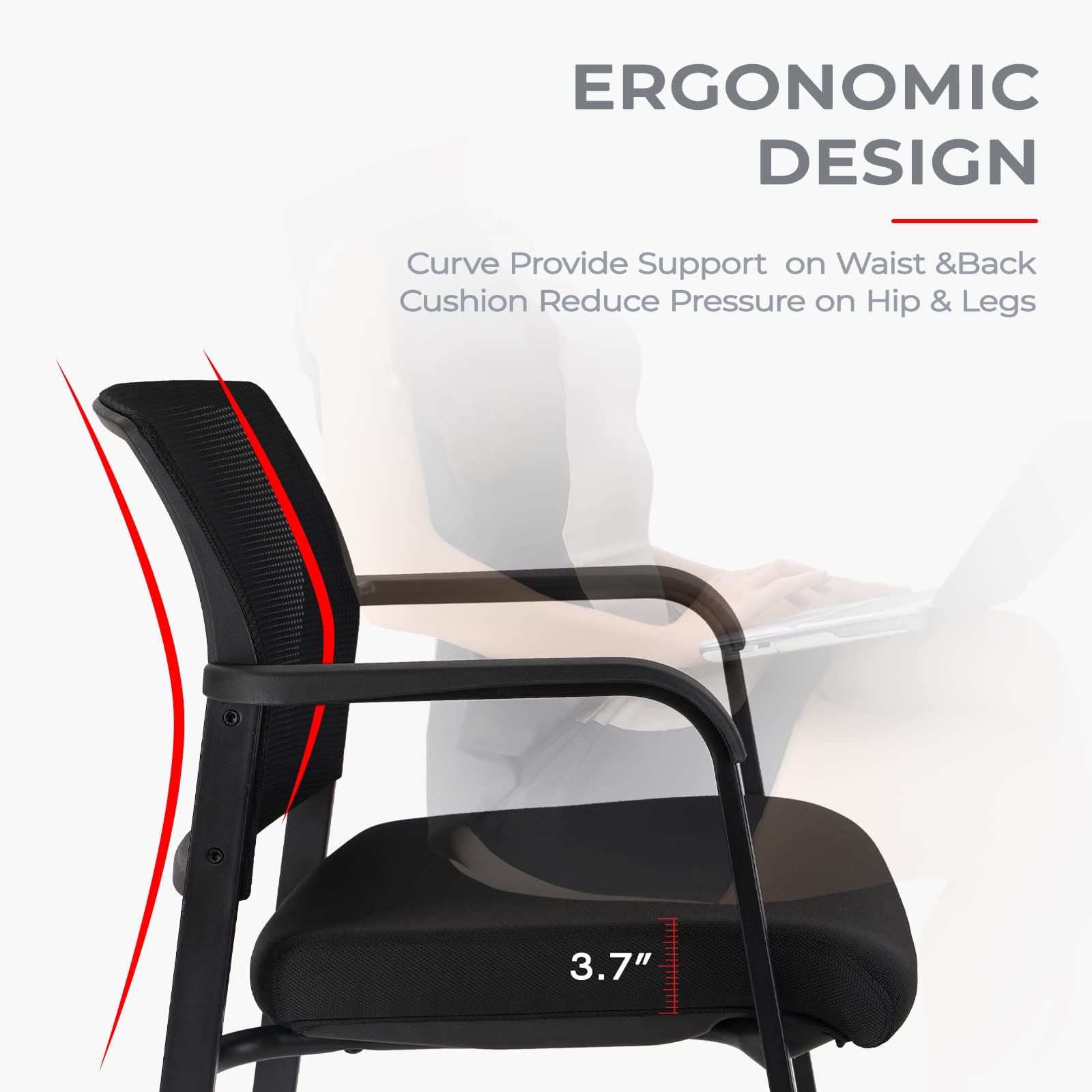 CLATINA Ergonomic Mesh Conference Room Chair with Wheels & Paddle - Adjustable Office Chair for Meetings, Training, Reception & Home Office - Black Folding Desk Chair (1 Pack) - Perfect for Corporate Offices, Conference Rooms & Home Workspaces