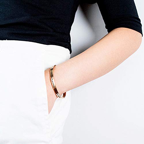 Inspirational Engraved Bracelet for Women - Personalized Motivational Mantra Cuff Bangle Jewelry Gift for Mom, Daughter, Wife | Perfect for Daily Wear, Special Occasions & Thoughtful Gifting