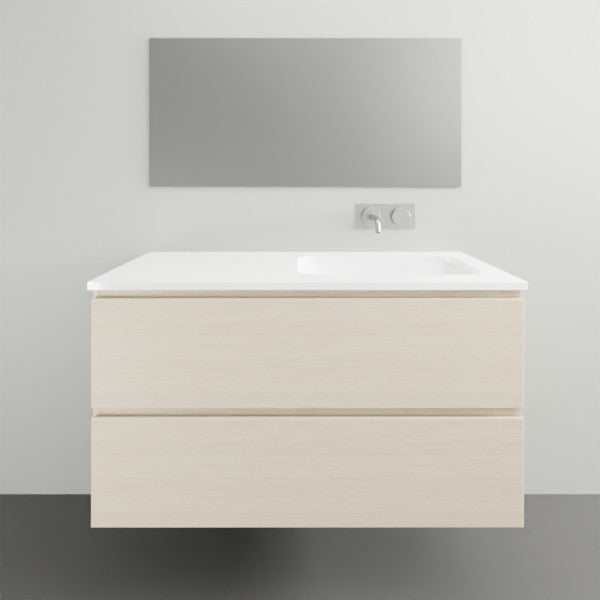 ADP Glacier Lite All Drawer Twin Vanity with Solid Surface Top - Modern Bathroom Vanity Set with Storage Drawers for Master Bath & Guest Room Remodel