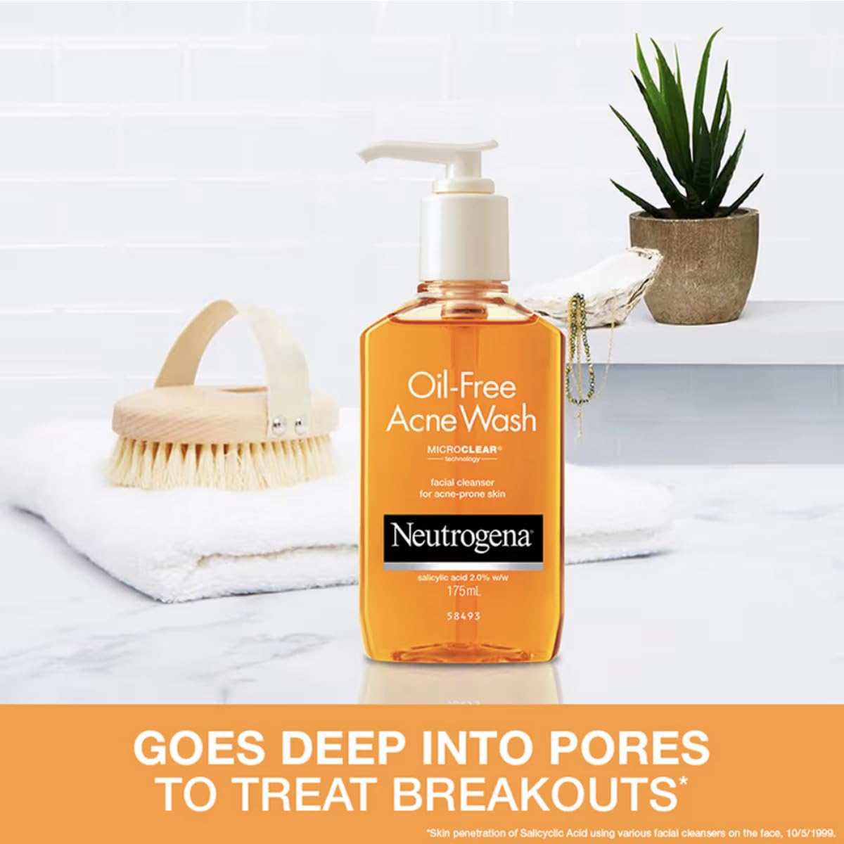 Neutrogena Oil-Free Acne Wash with Salicylic Acid | Deep Cleansing Face Wash for Oily & Acne-Prone Skin | Hydrating, Alcohol-Free, Non-Comedogenic & Dermatologist Tested | 6 fl oz (175ml) | Daily Skincare Routine for Clear, Healthy Skin