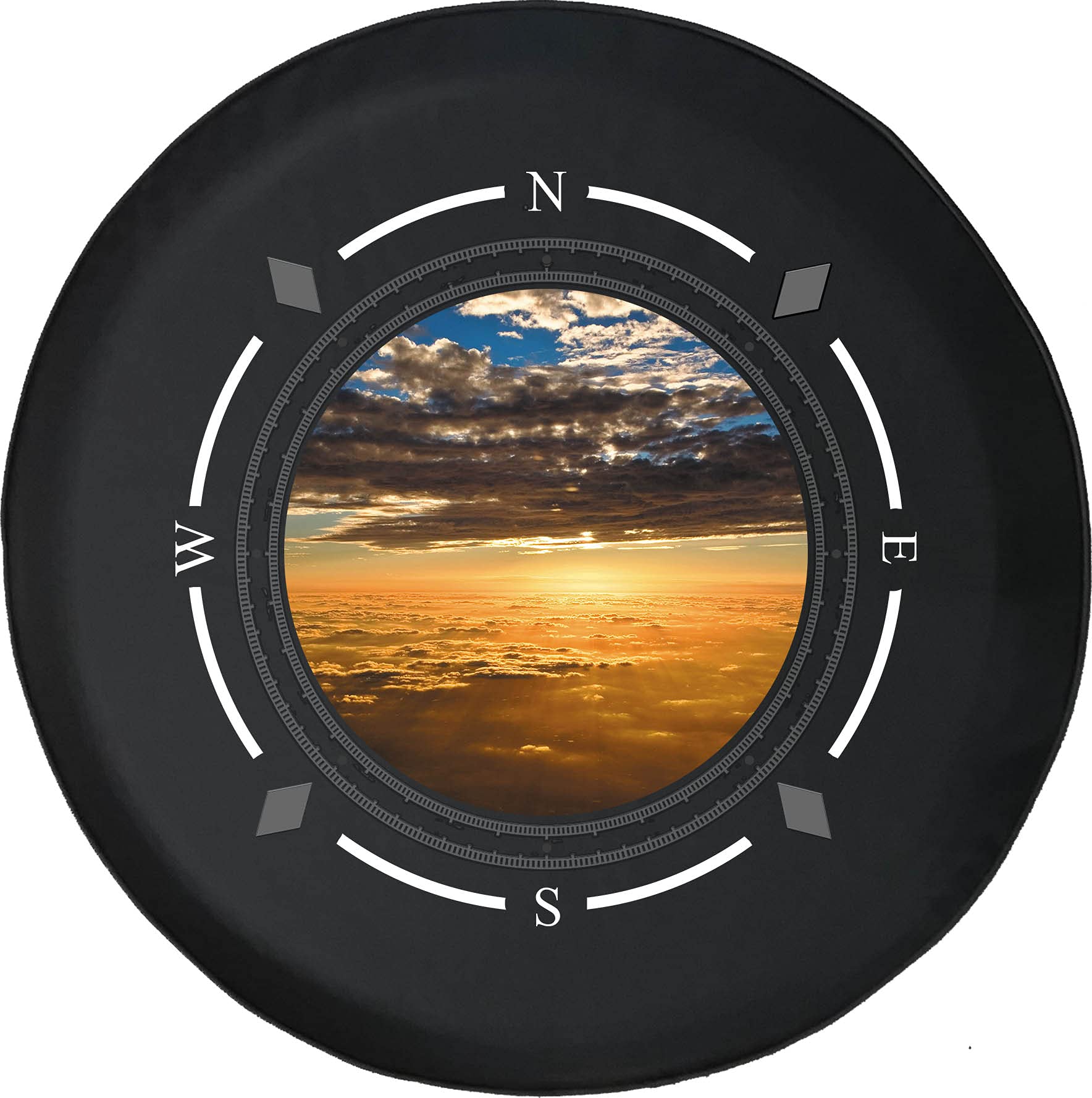 Premium Spare Tire Cover with Compass & Airplane Helicopter Cloud Design - Universal Fit for SUV, Trailer, RV & Most Vehicles - Durable Weatherproof Wheel Accessory for Road Trips & Outdoor Adventures