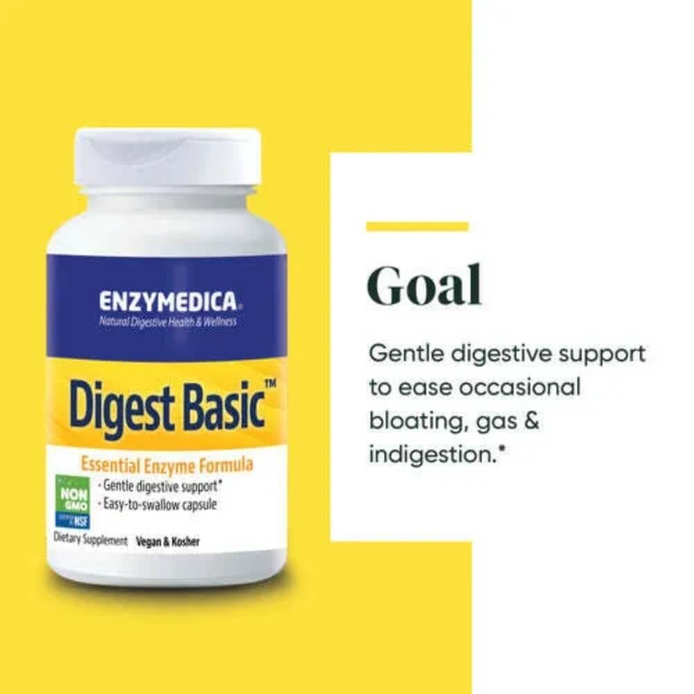 Enzymedica Digest Basic - 180 Capsules for Digestive Support | Enzyme Supplement for Gut Health & Comfort | Ideal for Bloating, Gas & Digestion After Meals