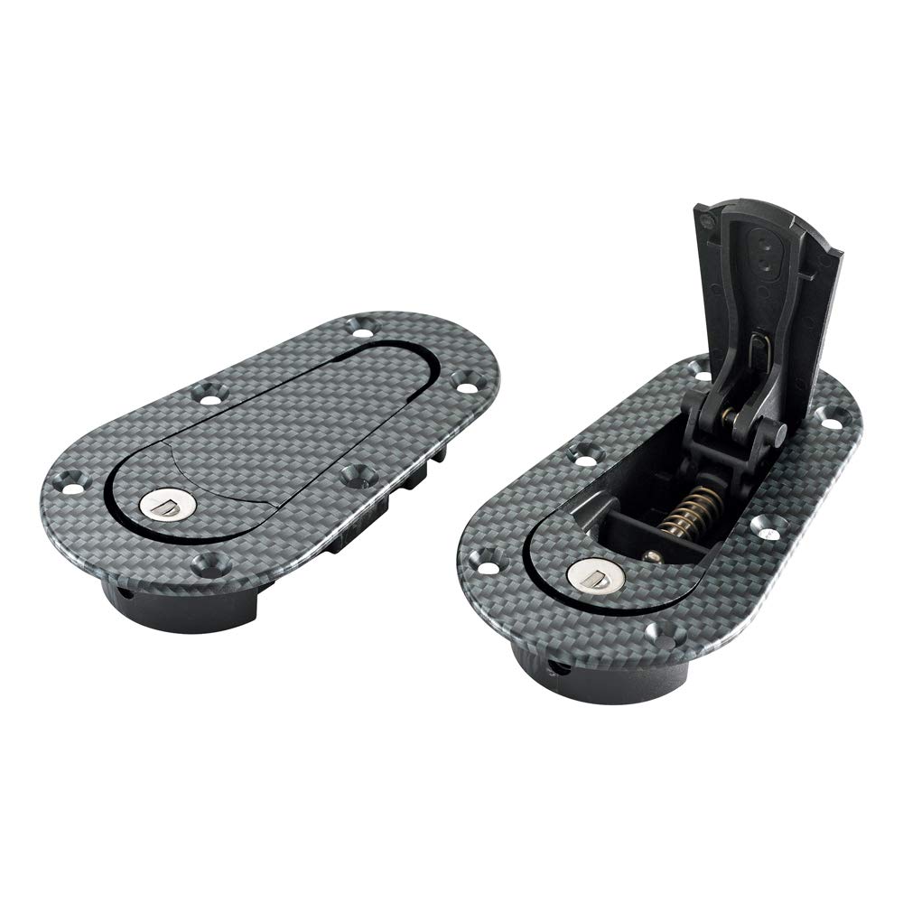 120-3100 Above Panel Flush Locking Hood Latch and Pin Kit - Black Carbon Fiber Look for Car, Truck & SUV - Durable Automotive Hood Lock System for Secure Vehicle Protection