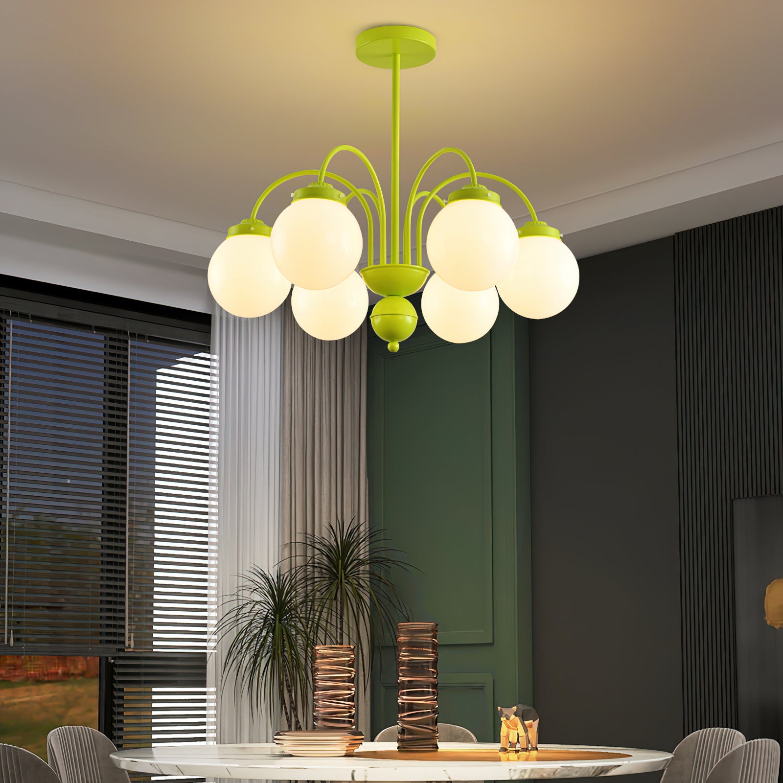 Elegant Cream Glass Ball Chandelier - Modern Crystal Ceiling Light Fixture for Dining Room, Bedroom & Living Room Decor