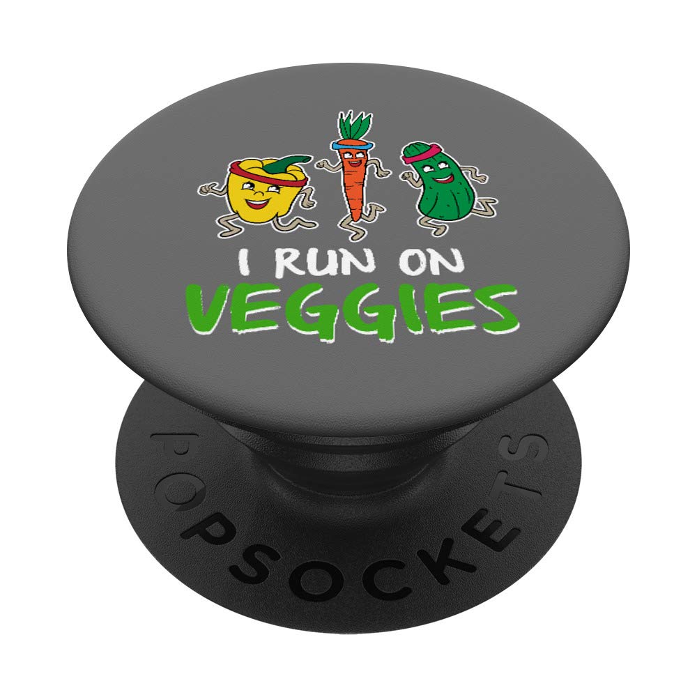 Vegan Running Gifts - I Run Veggies PopSockets Swappable Phone Grip for Runners & Athletes - Perfect for Marathon Training, 5K Races & Active Lifestyles