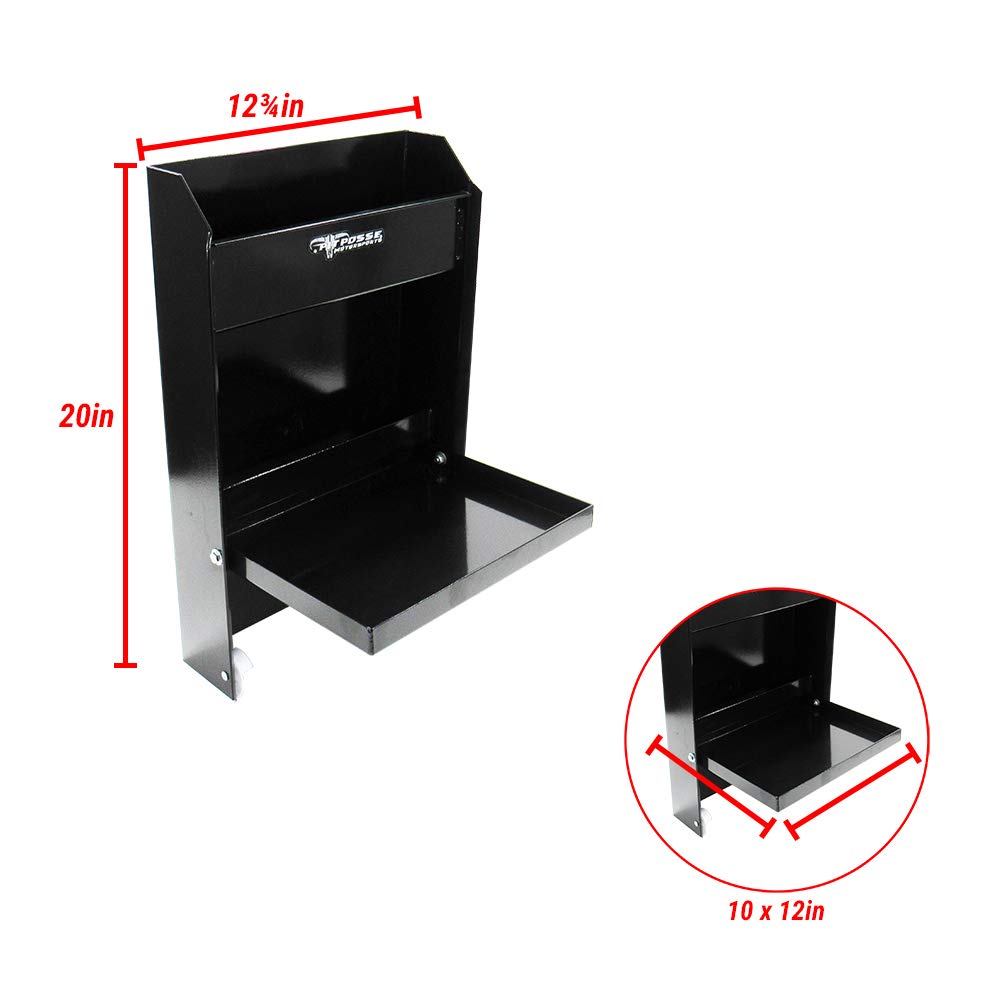 Pit Posse 458BK Jr Work Station Storage Cabinet Shelf Rack Holder Caddy - Heavy Duty Aluminum Garage Organizer for Mechanics, Race Trailers & Automotive Shops - Made in USA (Black) - Perfect for Tool Storage, Workshop Organization & Vehicle Maintenance