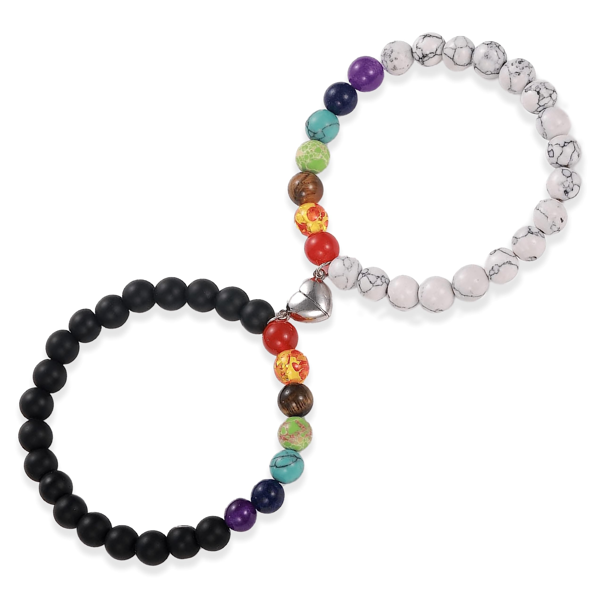 **Chakra Couples Bracelets for Him and Her - Crystal Vibe Healing Energy Bracelets - Valentine's Day Gifts for Boyfriend & Girlfriend - Romantic Relationship Gifts for Anniversary, Wedding & Date Night**