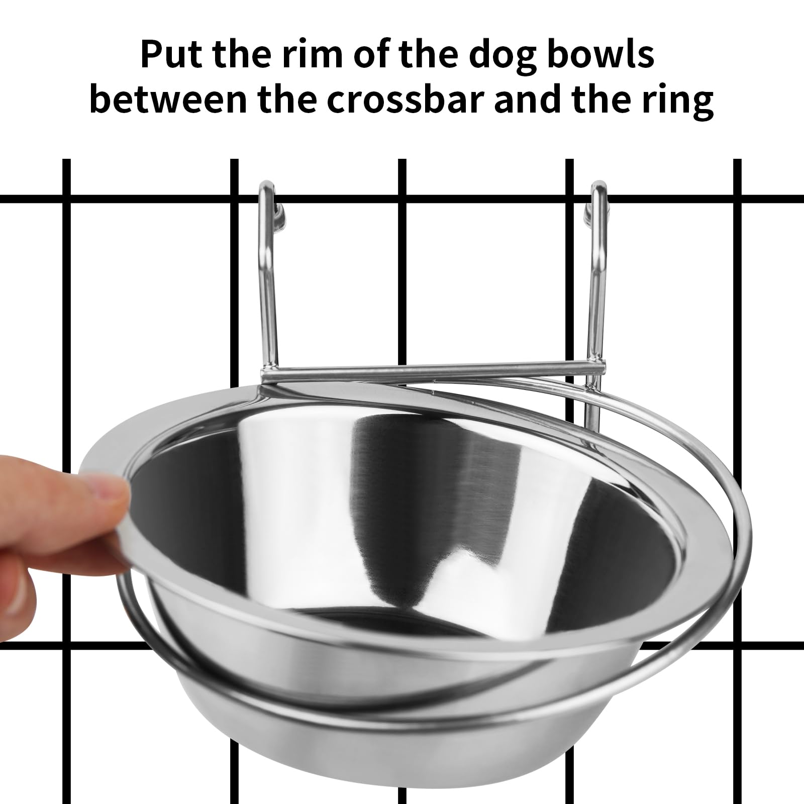 2PCS Stainless Steel No Spill Hanging Dog Bowls - 7.5oz Pet Food & Water Feeder for Kennel, Crate, Cage (Indoor/Outdoor Use) - Perfect for Small Dogs & Puppies During Travel, Training, or Daily Feeding