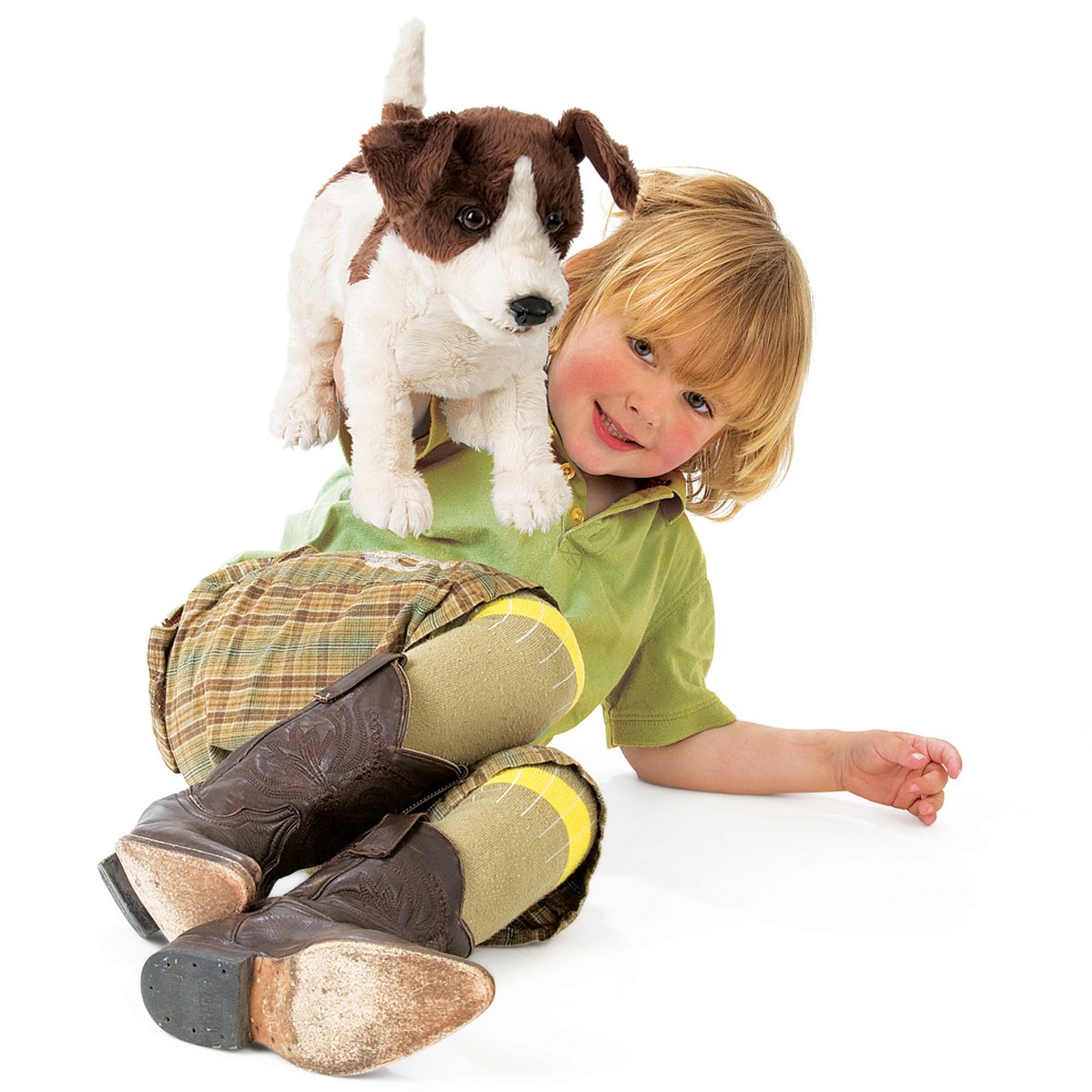 Folkmanis 2848 Jack Russell Terrier Hand Puppet - Realistic Smooth Coat Dog Puppet for Kids Storytelling, Education & Interactive Play | Perfect for Classroom, Theater & Family Fun Activities