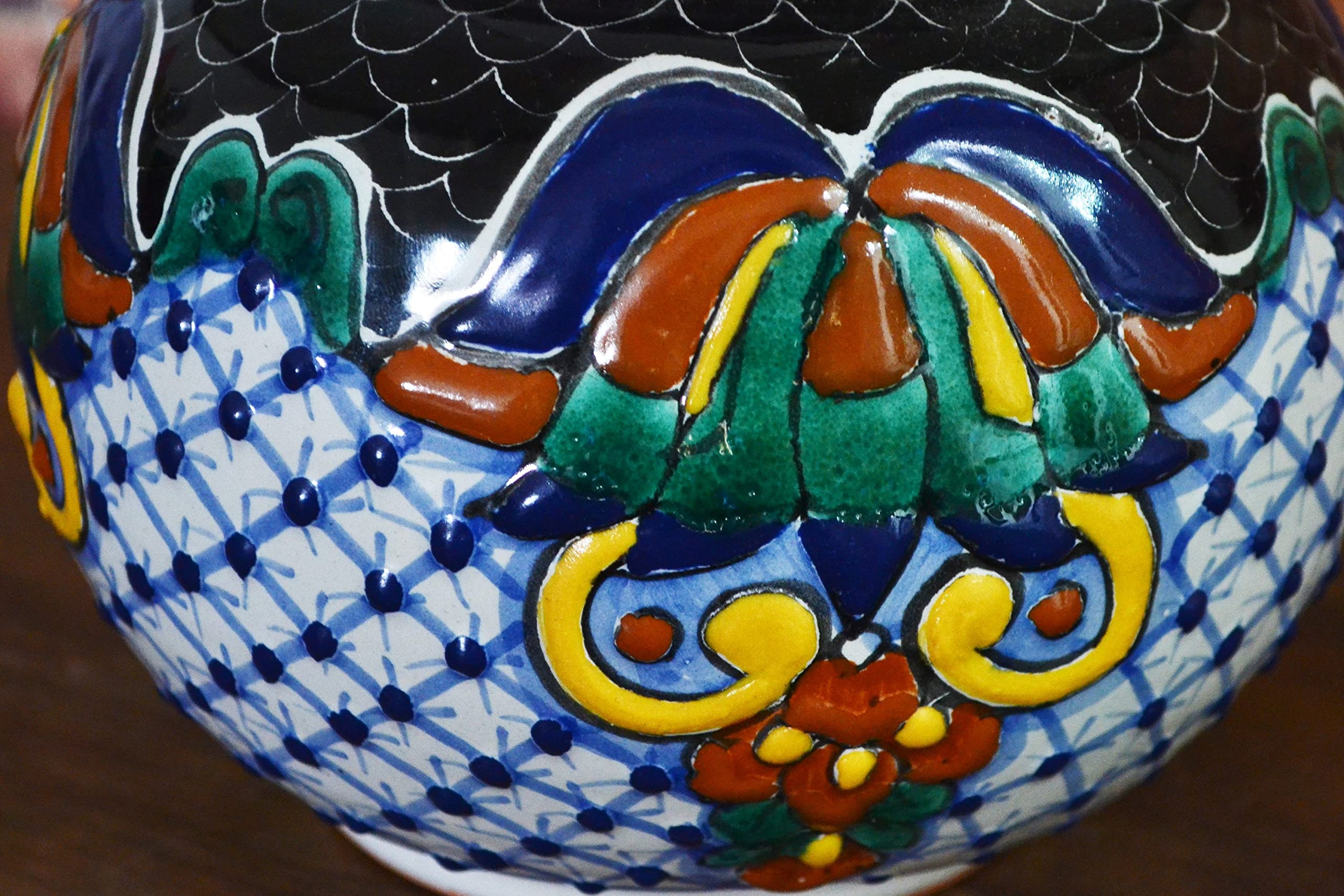 Talavera Bedside Lamp - Handcrafted Ceramic Table Lamp with Mexican Pitcher Design, Decorative Vase Lamp for Bedroom & Living Room (CM352) | Perfect for Home Decor, Gift Giving & Cultural Accent Lighting