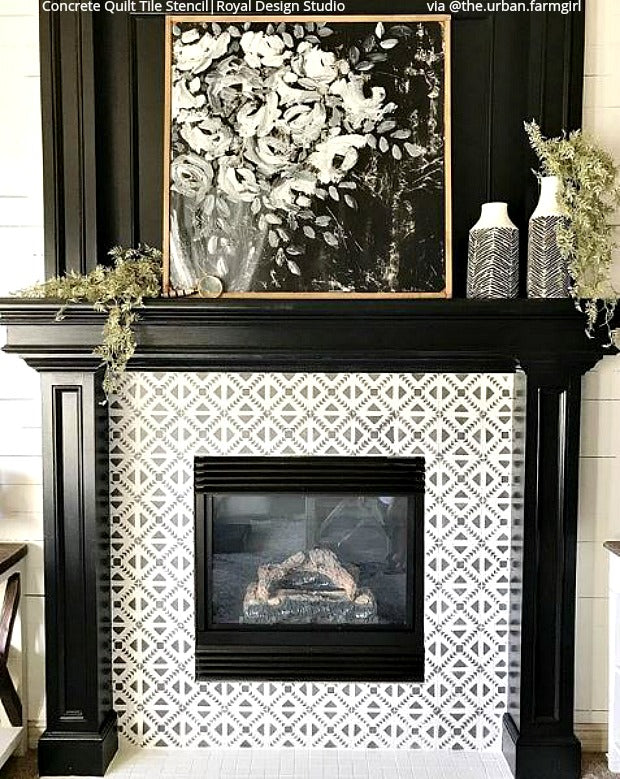 Concrete Quilt Tile Stencil - DIY Cement Floor & Wall Stenciling Kit for Home Decor - Perfect for Patios, Basements, and Garage Floors