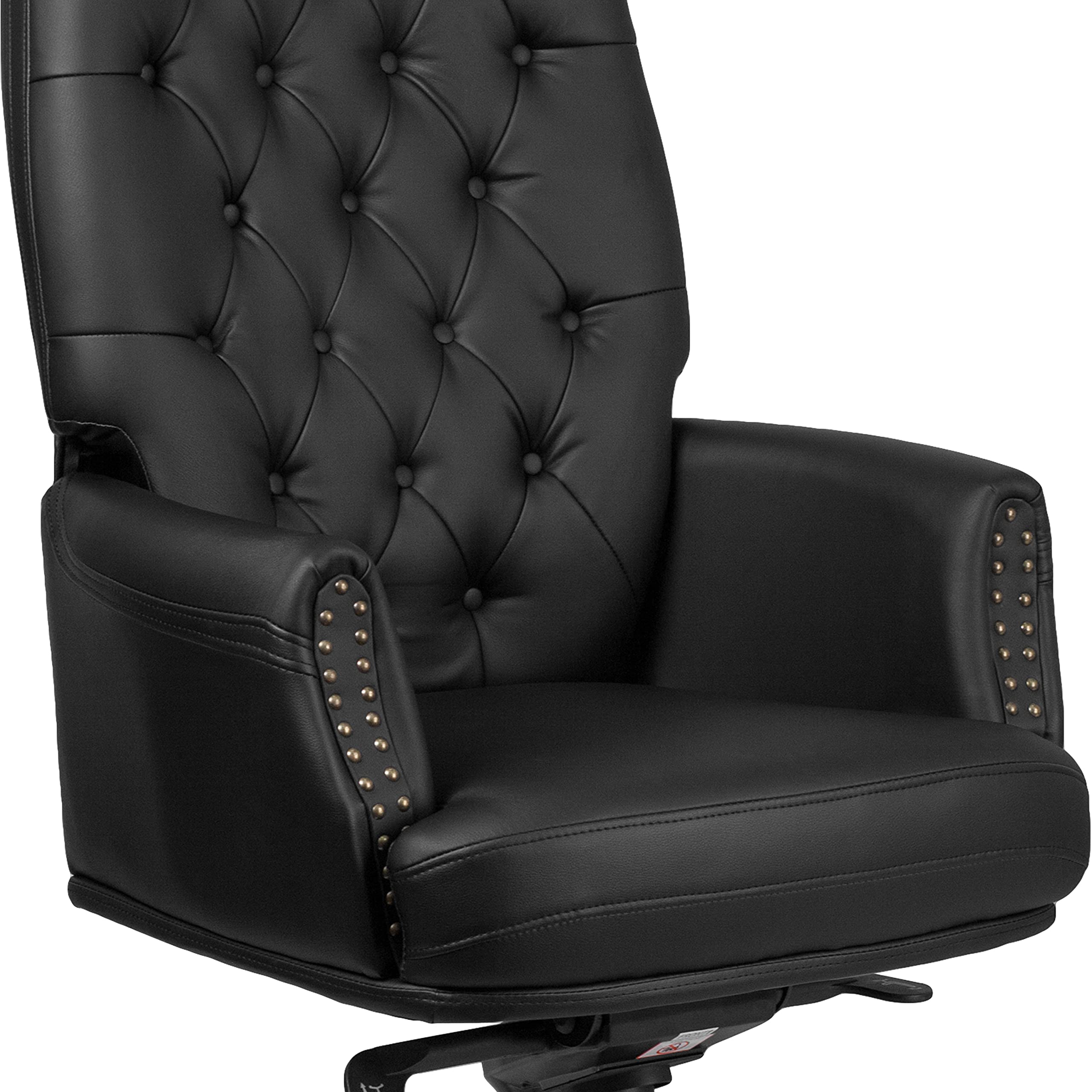 Premium High Back Ergonomic Office Chair - Black Genuine Leather with Lumbar Support & Adjustable Features for Home & Executive Workspaces - Ideal for Long Hours of Comfortable Sitting & Productivity