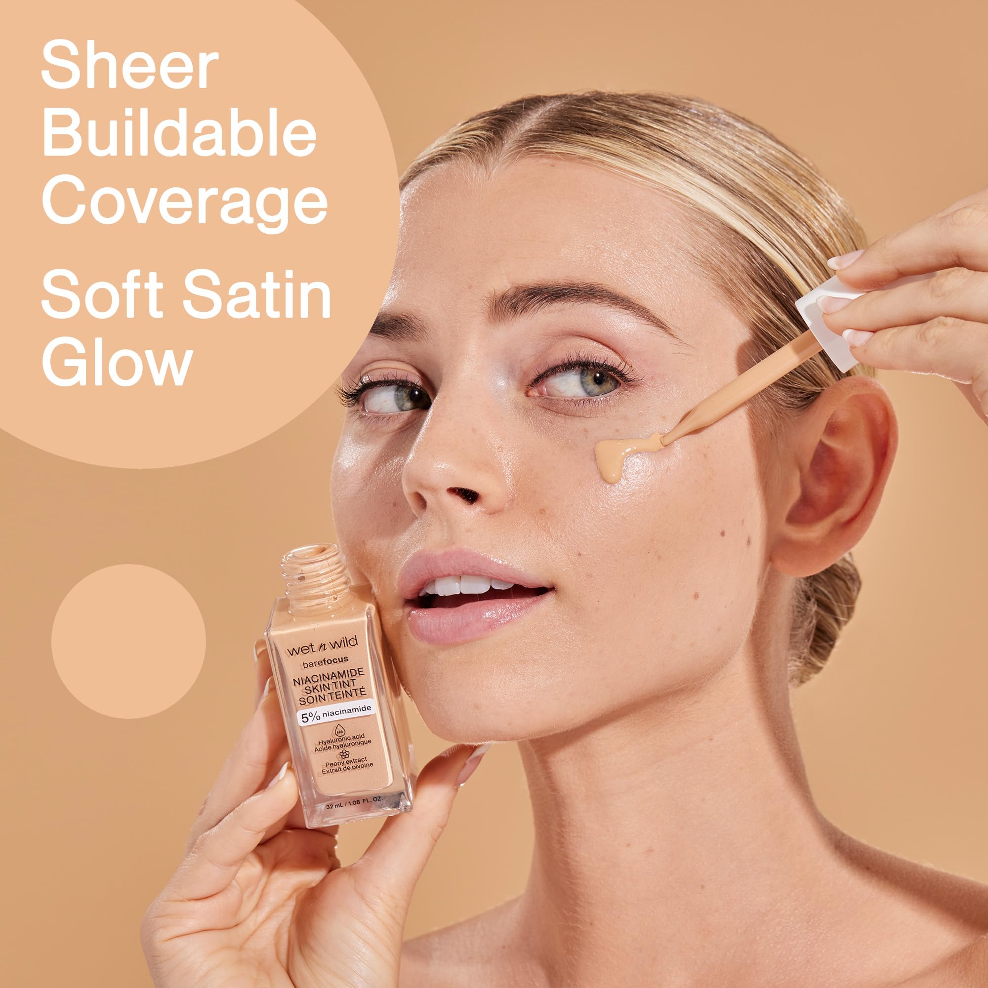 Wet n Wild Bare Focus Skin Tint with 5% Niacinamide - Lightweight Buildable Coverage, Natural Radiant Finish - Infused with Hyaluronic Acid & Vitamins - Cruelty-Free Vegan Foundation (Fair) - Perfect for Daily Wear & Natural Makeup Looks