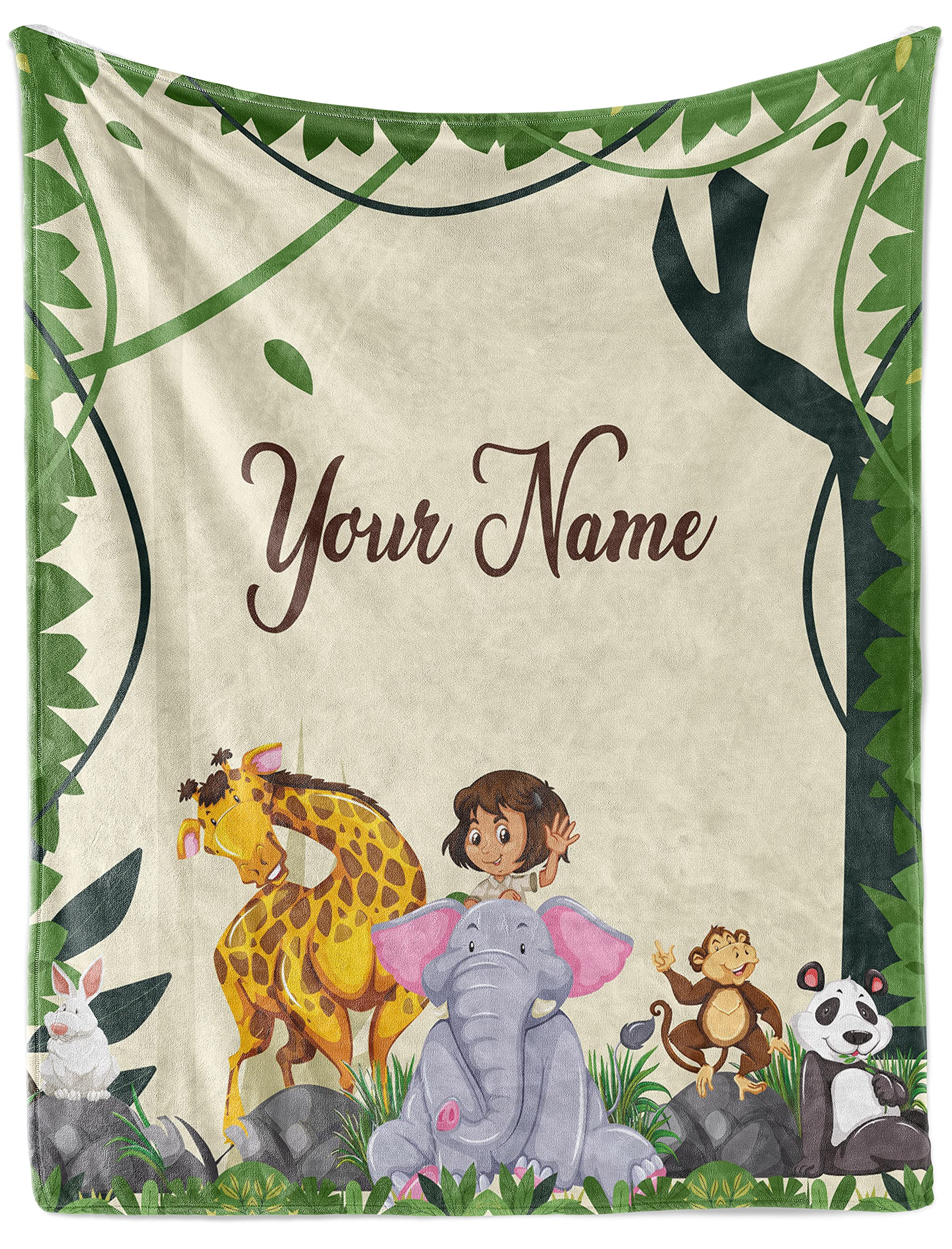 Personalized Safari Baby Blanket - Soft 60