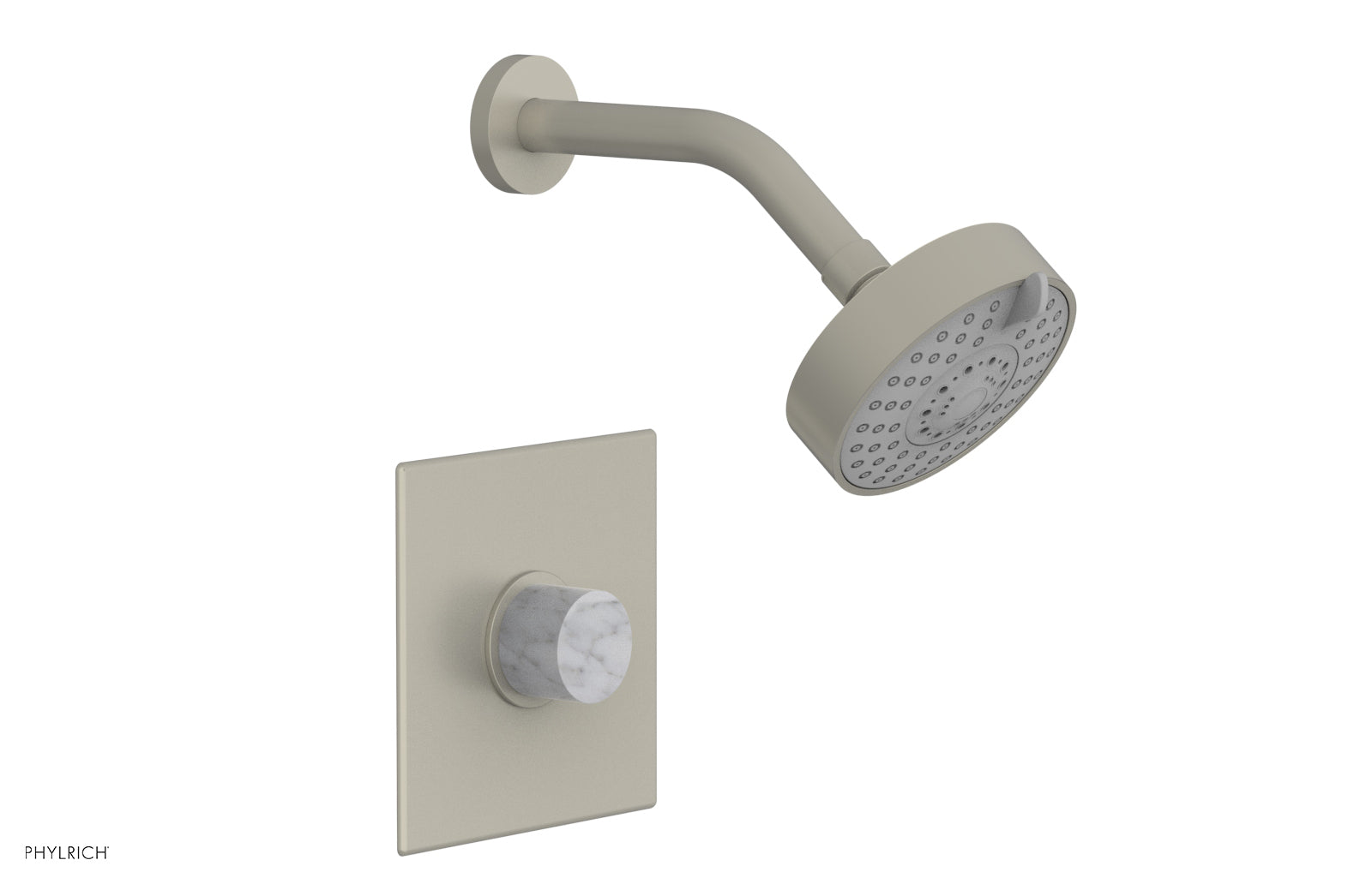 BASIC II Pressure Balance Shower Set with White Marble Handle - 230S 23 Series - Perfect for Modern Bathroom Renovation & Spa-Like Shower Experience
