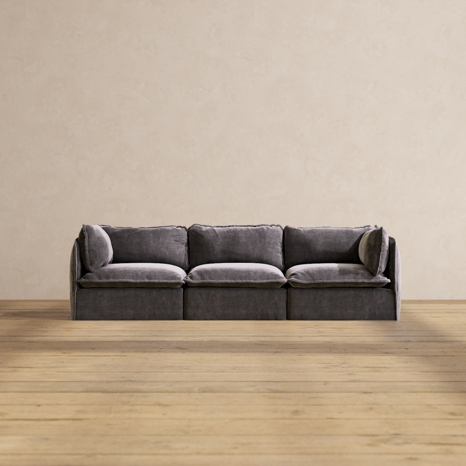 Modular Performance 3-Seater Sofa in Cinder Color | Premium Blend Fabric | Perfect for Living Rooms, Home Theaters & Office Lounges