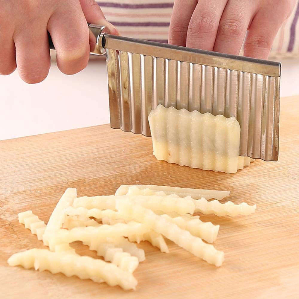 Premium Stainless Steel Wavy Potato Cutter - Effortless Potato Chips & Veggie Slicer for Crispy Snacks, French Fries & Salad Prep - Durable Kitchen Tool for Home Chefs & Restaurants
