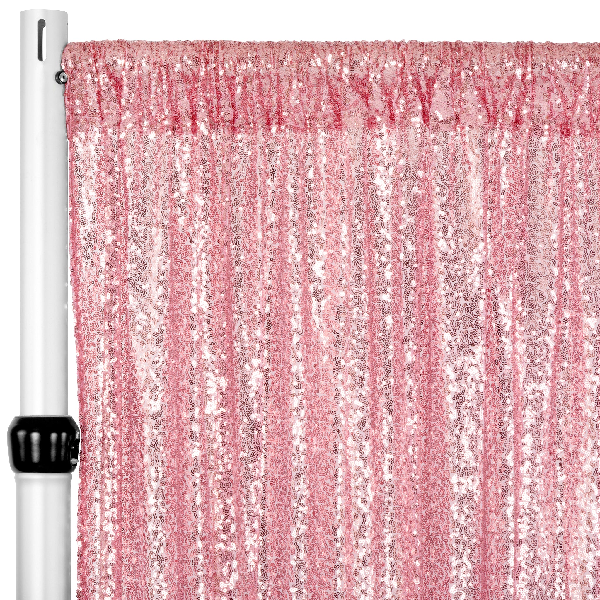 12ft x 52in Glitter Sequin Mesh Tulle Backdrop Panel - Pink | Sparkling Party Decor, Photo Booth Background, Stage Drape for Weddings & Events