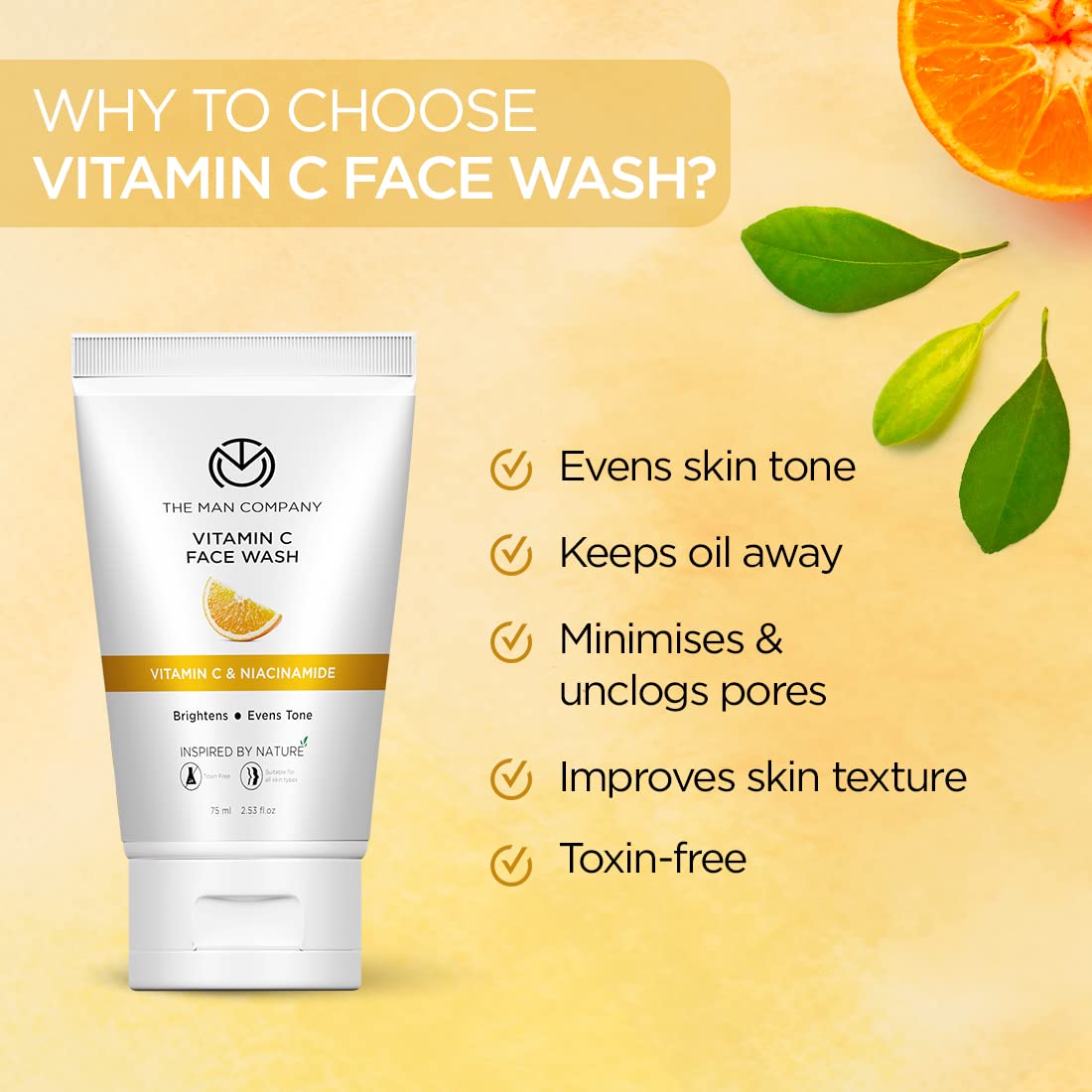 The Man Company Ultimate Face Wash Duo - Charcoal & Vitamin C Face Wash for Men (75ml) | Oil-Free, Blackhead Removal & Instant Glow | All Skin Types | Daily Skincare Routine & Travel Essential