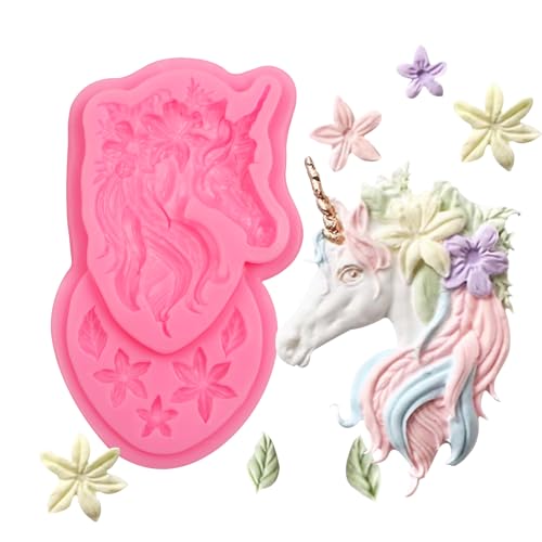 Unicorn with Flowers Fondant Molds（ZH252)