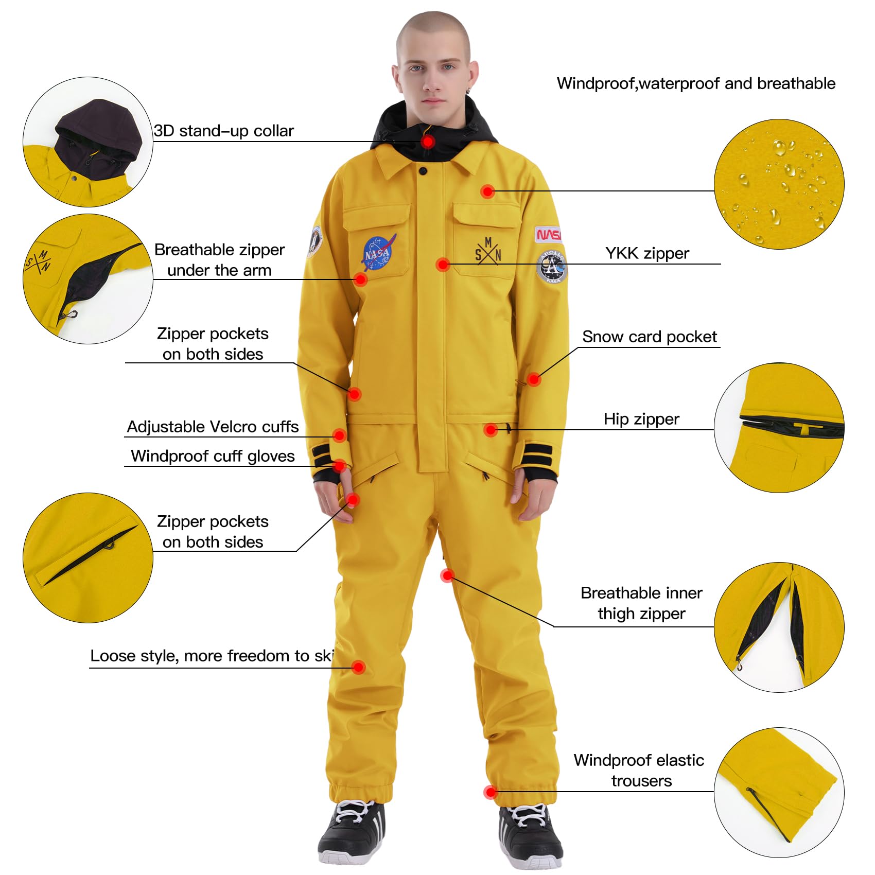GSOU SNOW Ski Suits for Women & Men - Waterproof Windproof Insulated One-Piece Snowsuit | Winter Sports, Skiing, Snowboarding, Snowmobiling
