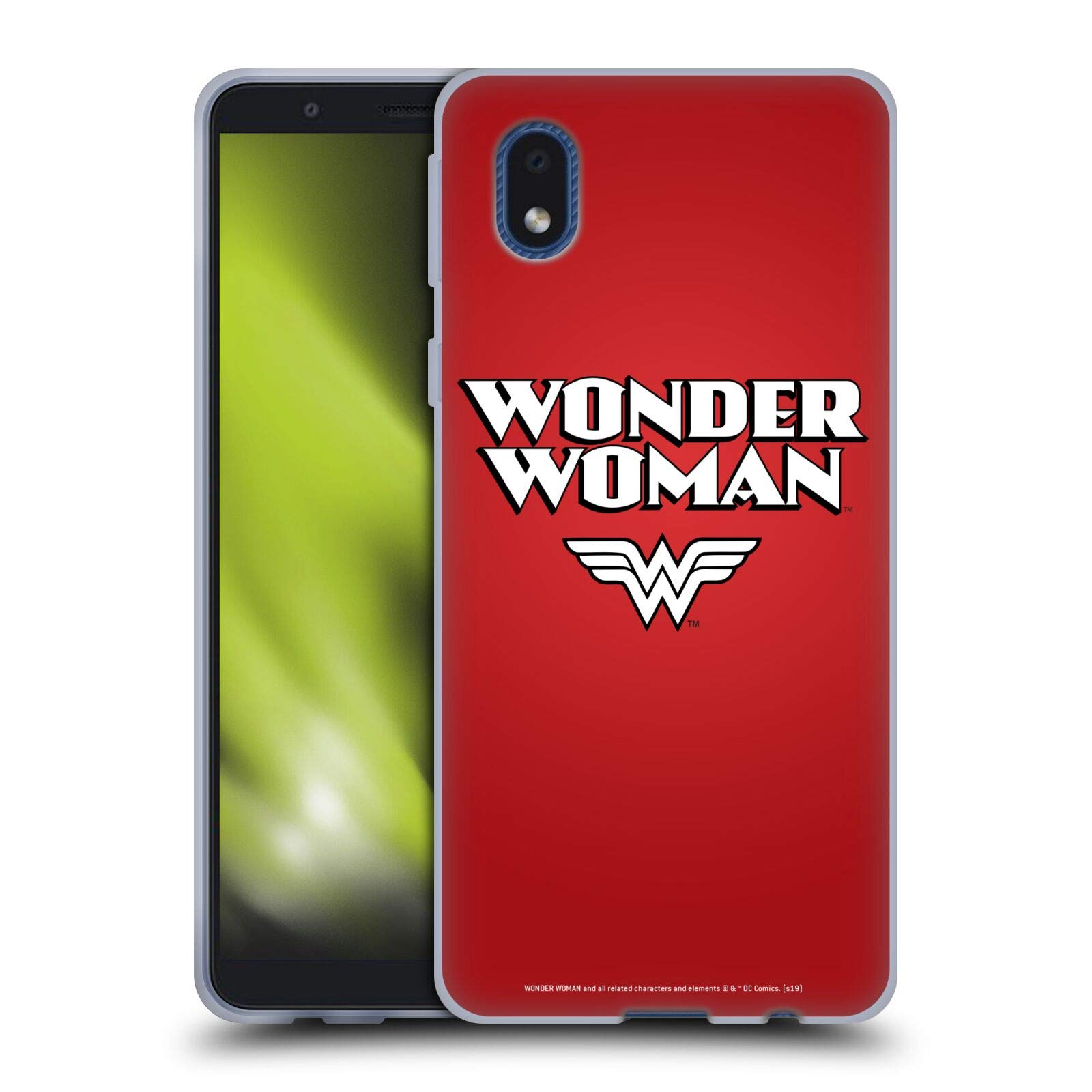 Wonder Woman DC Comics Soft Gel Case for Samsung Galaxy A01 Core (2020) - Officially Licensed Text Logos Protective Cover by Head Case Designs | Perfect for Daily Use & Superhero Fans