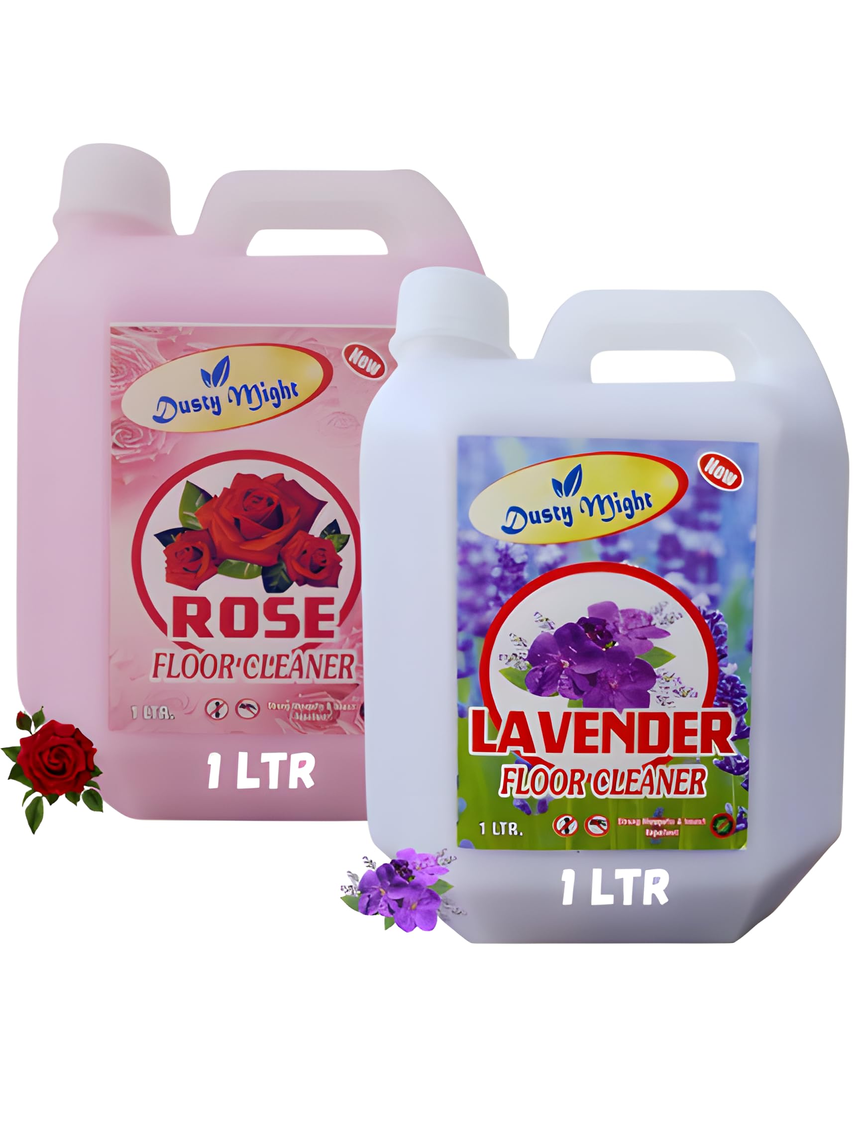 Dusty Might - Floor Cleaner & Disinfectant Phenyl Liquid (1L Pack of 2 - Rose & Lavender) | Multi-Surface Cleaner for Home, Kitchen & Bathroom | Kills Germs & Leaves Fresh Scent | Ideal for Hardwood, Tile & Vinyl Floors
