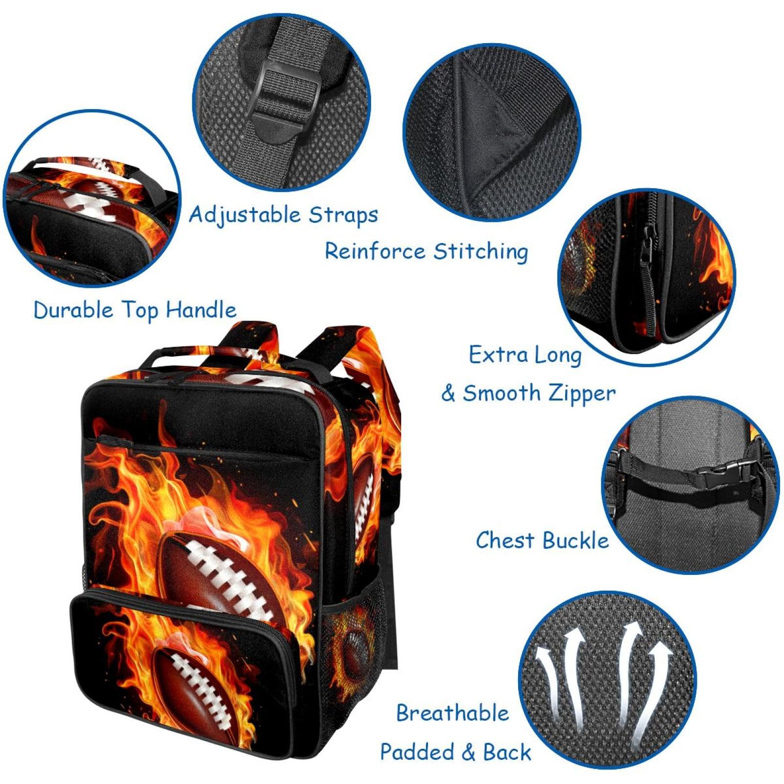 Best Travel Backpacks for Women & Men - Durable American Football Design Backpack for Hiking, Camping & Daily Commute