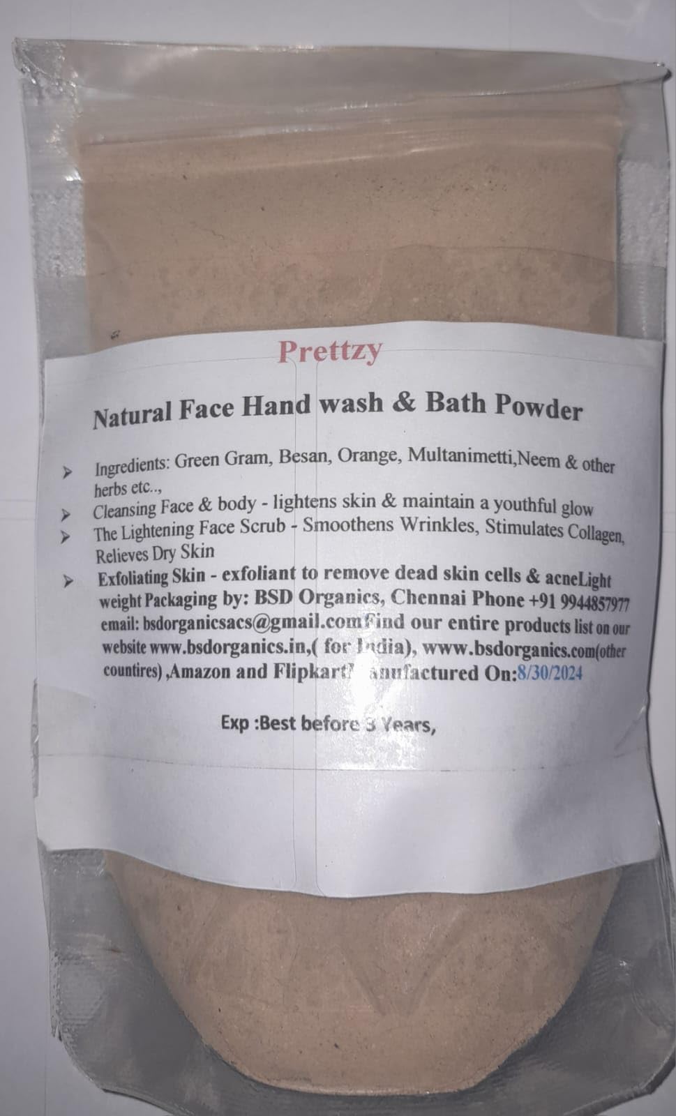 Prettzy Herbal Face Wash & Bath Powder Scrub - 200g | Natural Skincare for Acne & Exfoliation | Perfect for Daily Cleansing & Spa Days