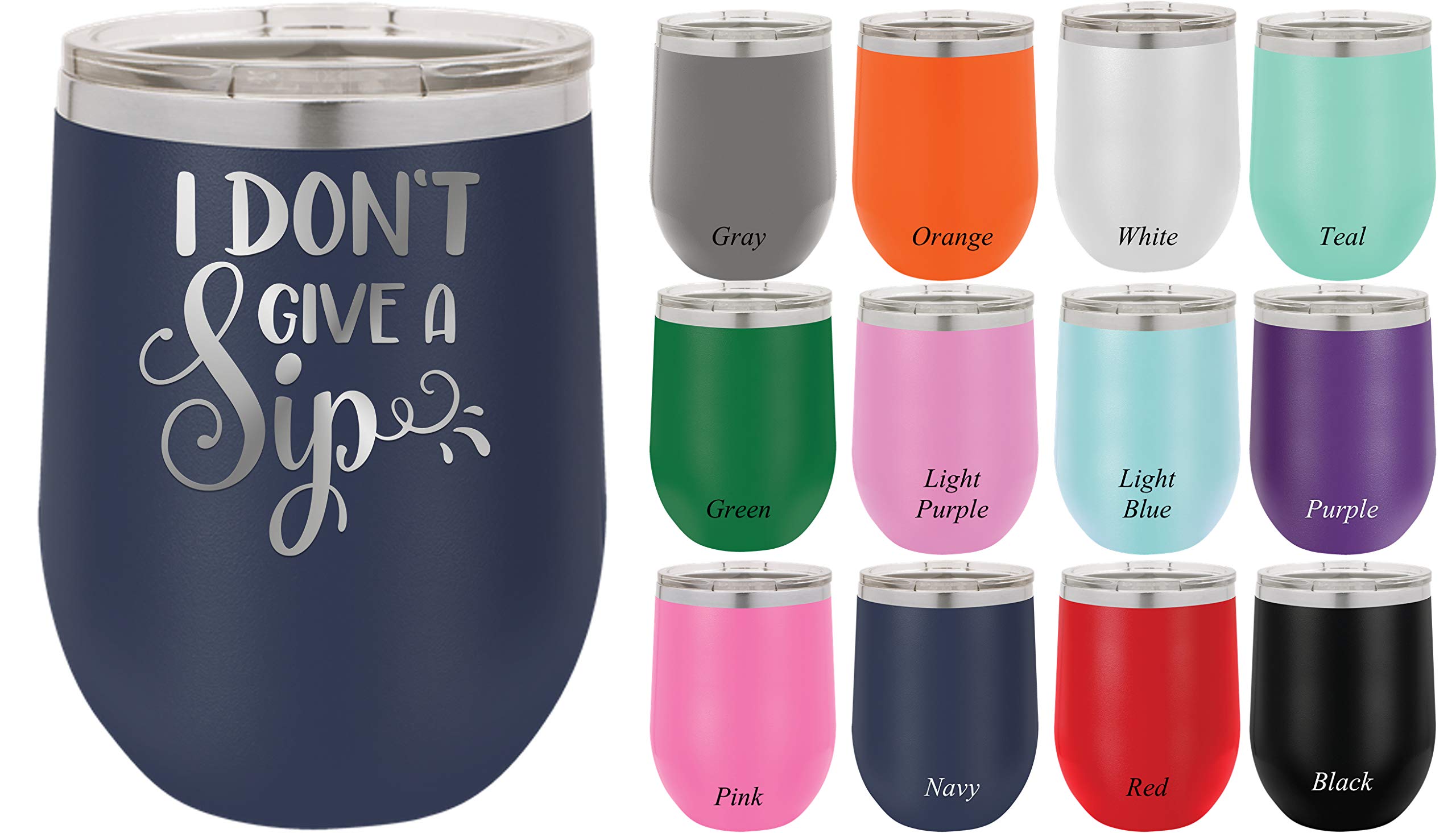 12oz Double Wall Vacuum Insulated Wine Tumbler - Navy Blue Stainless Steel Travel Mug for Hot & Cold Drinks - Perfect for Office, Picnics and Outdoor Adventures