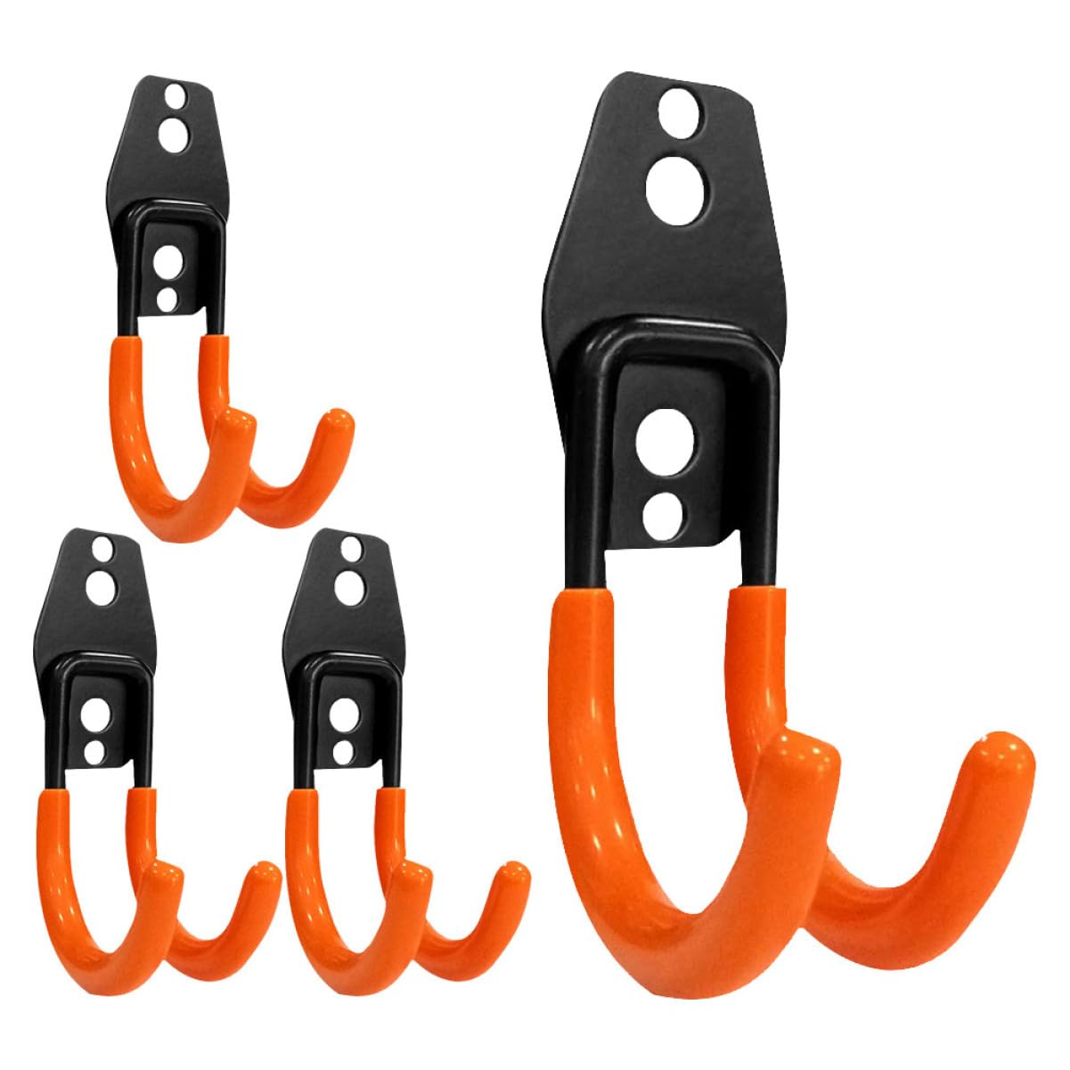 OFFSCH 4-Pack Garage Tool Hooks - Heavy Duty Wall Mount Utility Hooks with Iron & Rubber Coating for Garage Organization - Perfect for Storing Tools, Bikes, Garden Equipment & Sports Gear