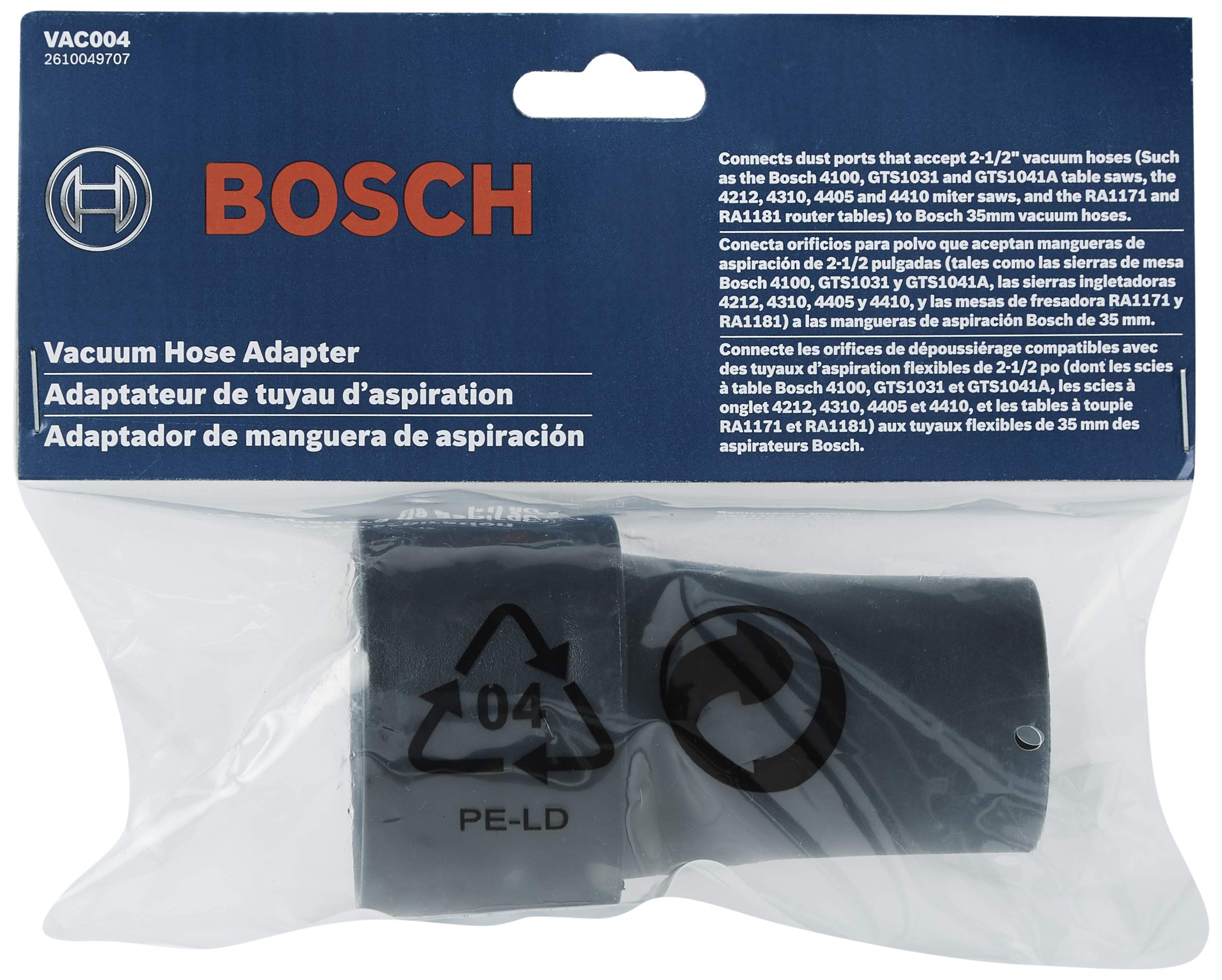 Bosch VAC004 35mm Dust Hose Adapter for Workshop Cleaning