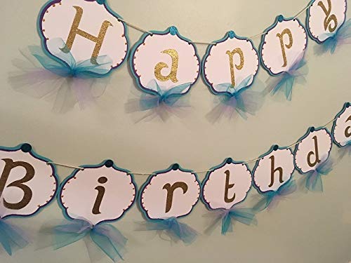 Jasmine Inspired Birthday Banner - Arabian Princess Party Decorations - Aladdin Theme Party Supplies for Kids Birthday, Baby Shower & Disney Themed Events