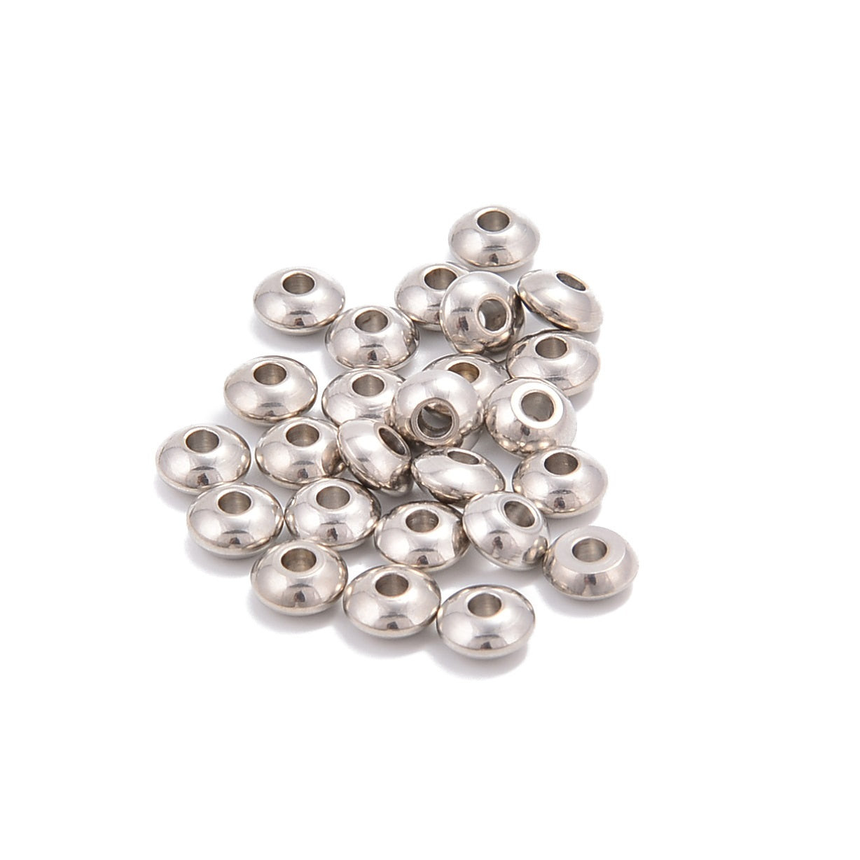 304 Stainless Steel 2.0mm Hole Round Disc Spacers Beads 3x6mm (50 Pieces) - Perfect for Jewelry Making, DIY Crafts, and Industrial Applications