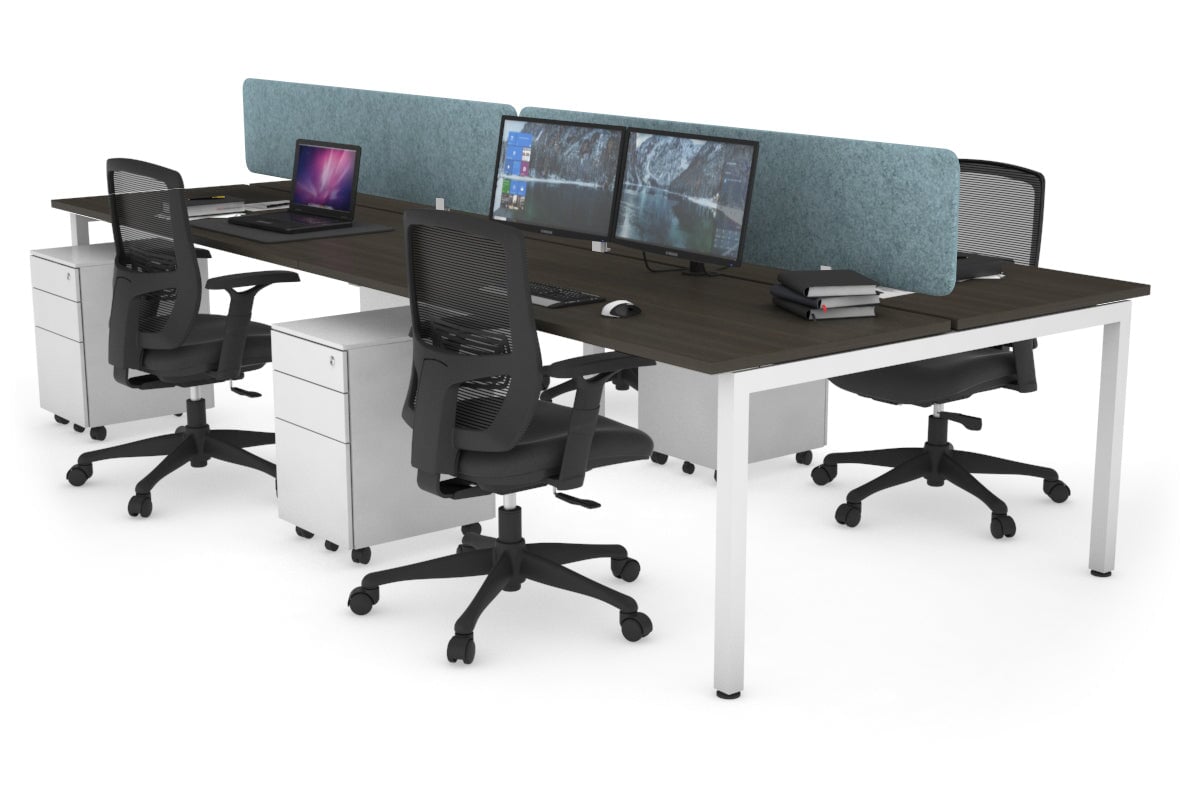 Quadro Square Legs 4-Person Office Workstation Desk - 1200L x 700W - Modern Office Furniture for Collaborative Workspaces & Team Meetings
