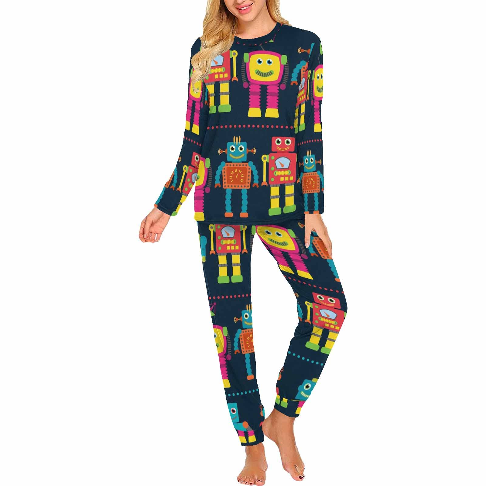 **InterestPrint Cartoon Cat Women's Pajama Set - 2-Piece Long Sleeve Lounge Outfit for Sleepwear & Cozy Nights at Home**    *(Perfect for Relaxing, Lounging, or Gift-Giving - Soft & Comfortable Sleepwear Set for Women)*