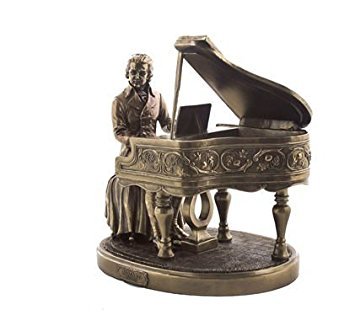Veronese Design 8.1 Inch Classical Composer Wolfgang Amadeus Mozart with Piano Cold Cast Resin Sculpture - Antique Bronze Statue Figurine for Home Decor, Office Display & Music Lover Gifts