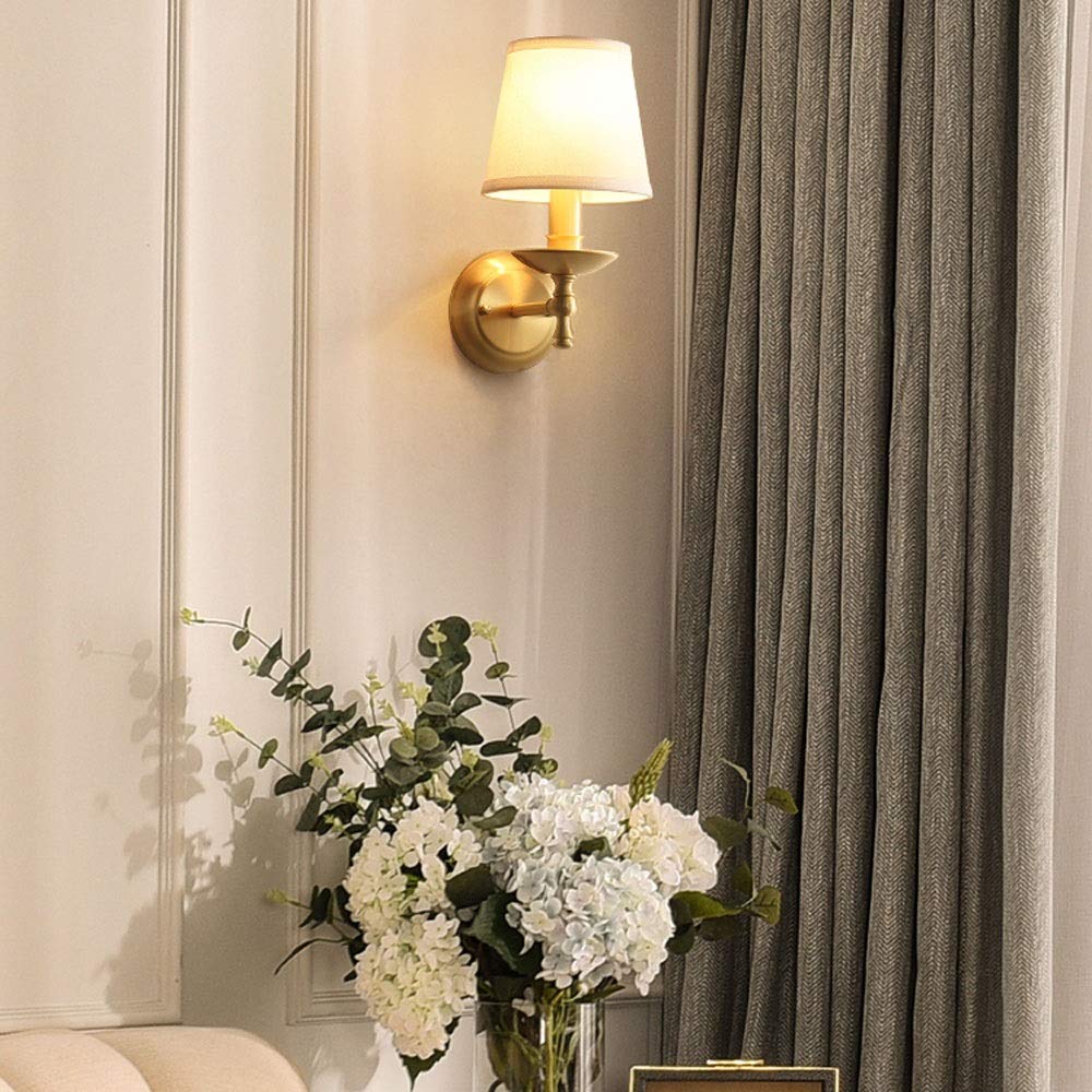Modern Minimalist Wall Mounted Light - Mushroom Head Indoor Wall Lamp for Living Room, Bedroom, Staircase & Aisle - Creative Fabric Lampshade with Copper Metal Base - Perfect for Ambient Lighting, Reading Nook & Decoration