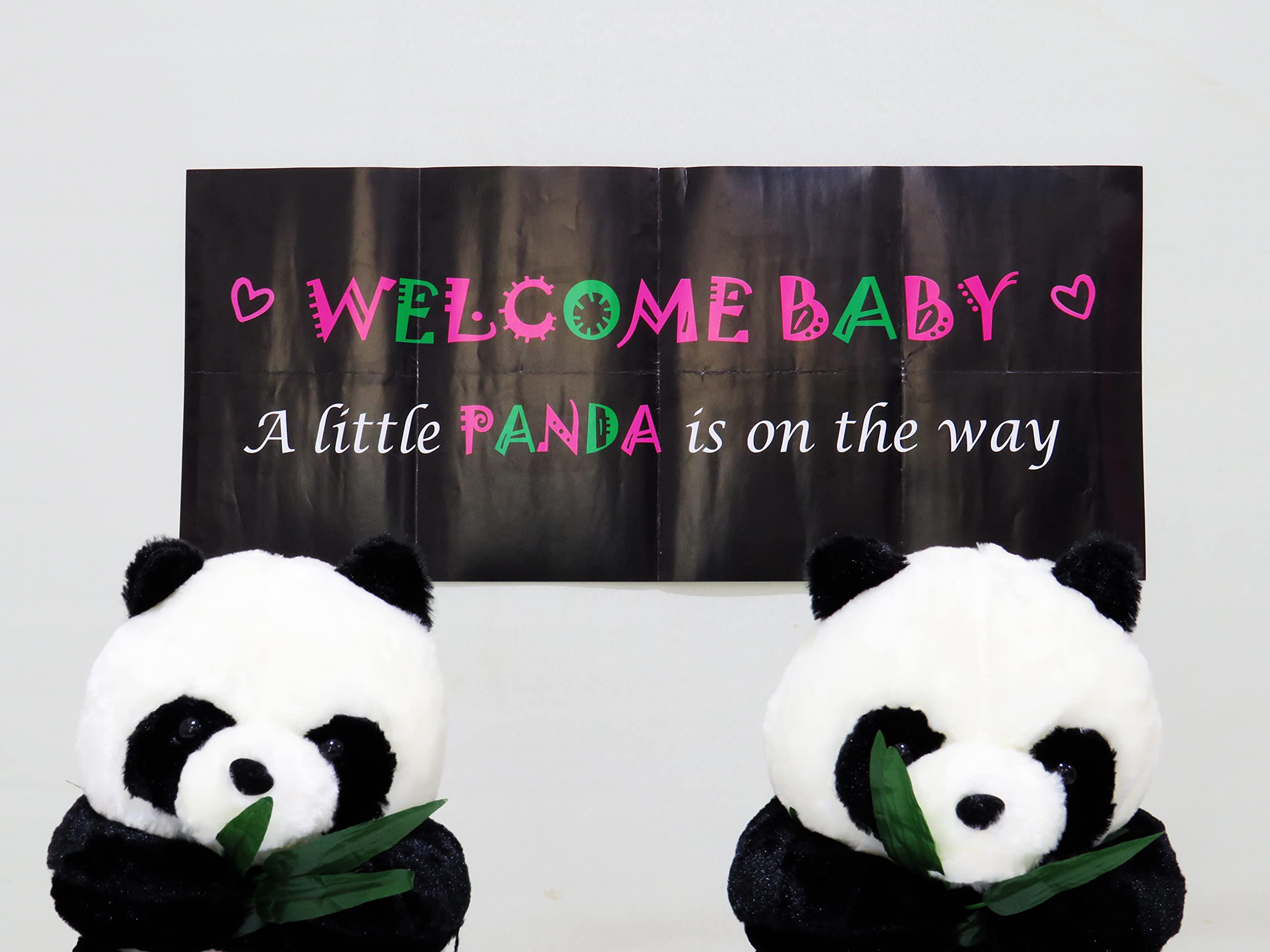 Panda Theme Baby Shower Decorations Set - 61Pcs Cute Gender Neutral Welcome Party Supplies for Newborn - Perfect for Nursery Room, Birthday Party & Baby Celebration (Pink)