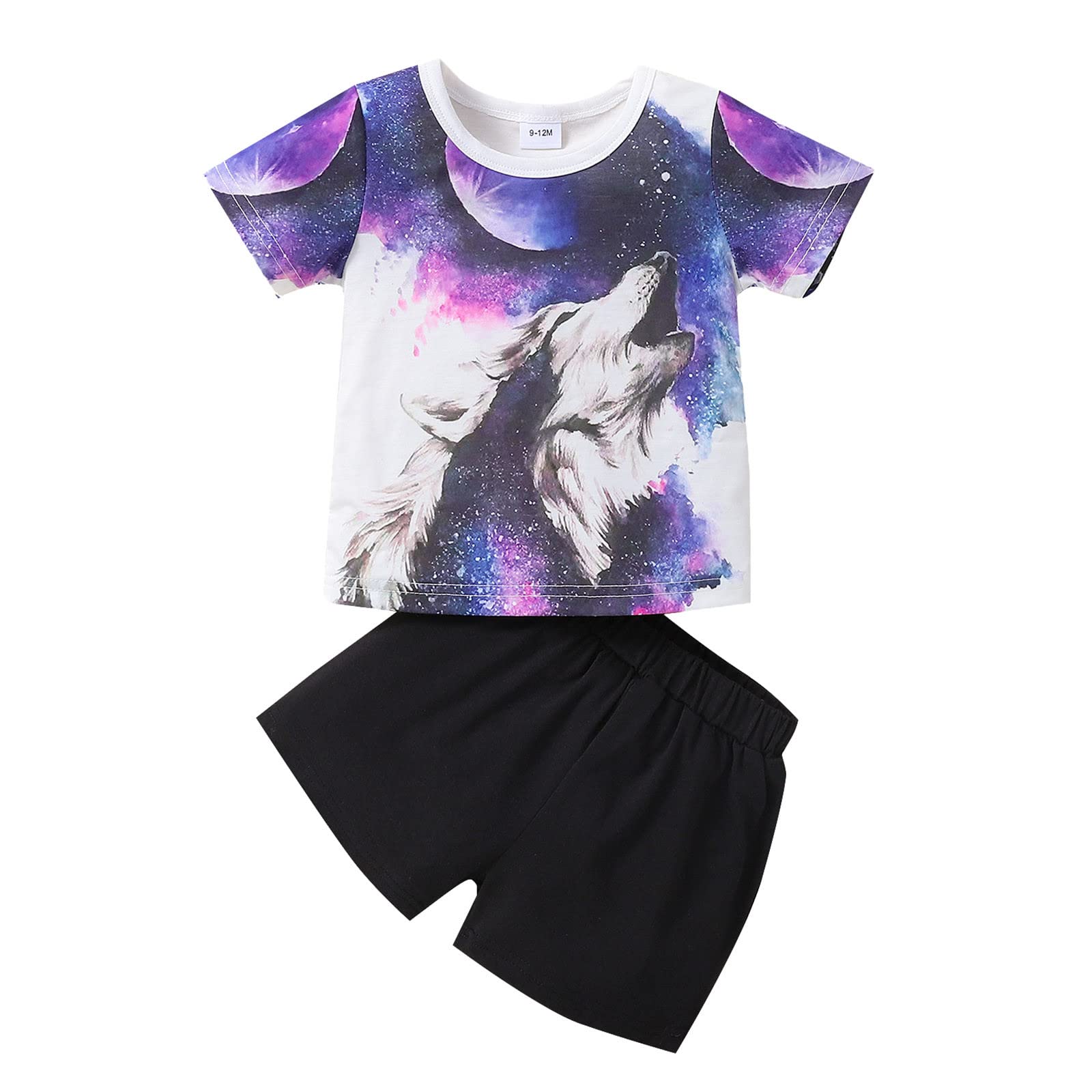 Kids Cartoon Animal Print T-Shirt & Shorts Set - Playtime Outfits