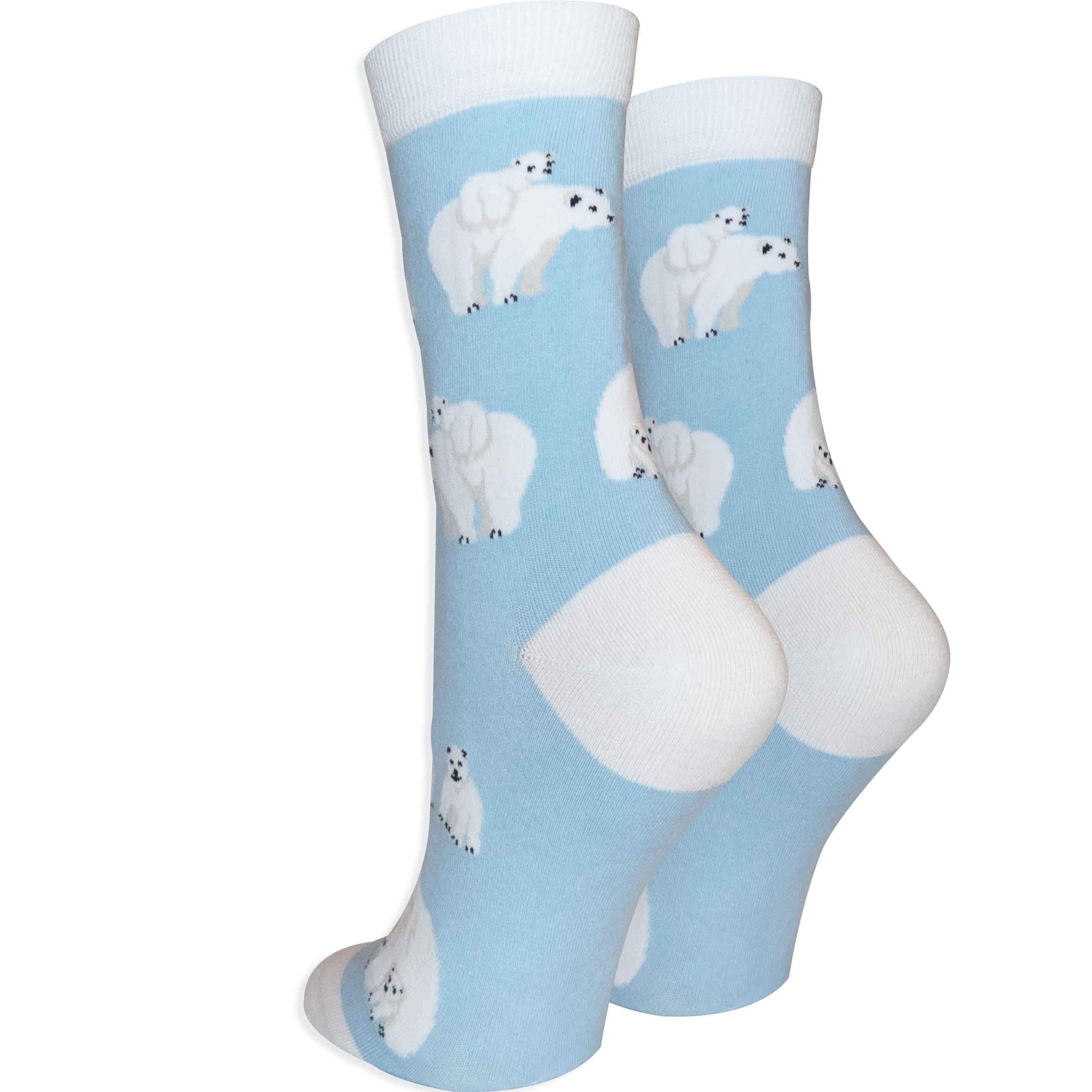 Premium Women's Animal Socks - Polar Bear Design Cozy Warm Blue Socks for Winter, Gifts, Lounge & Home Comfort